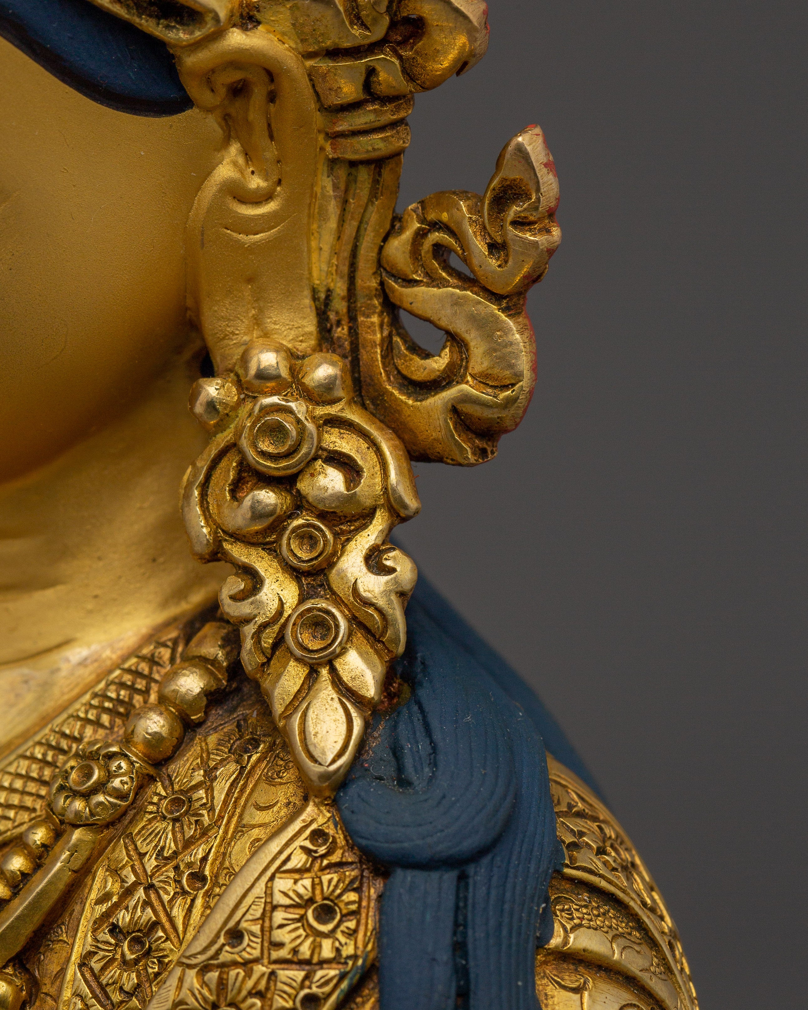 Handcrafted Gold Gilded Guru Tsokye Dorje Copper Statue | Buddhist Deity for Altar