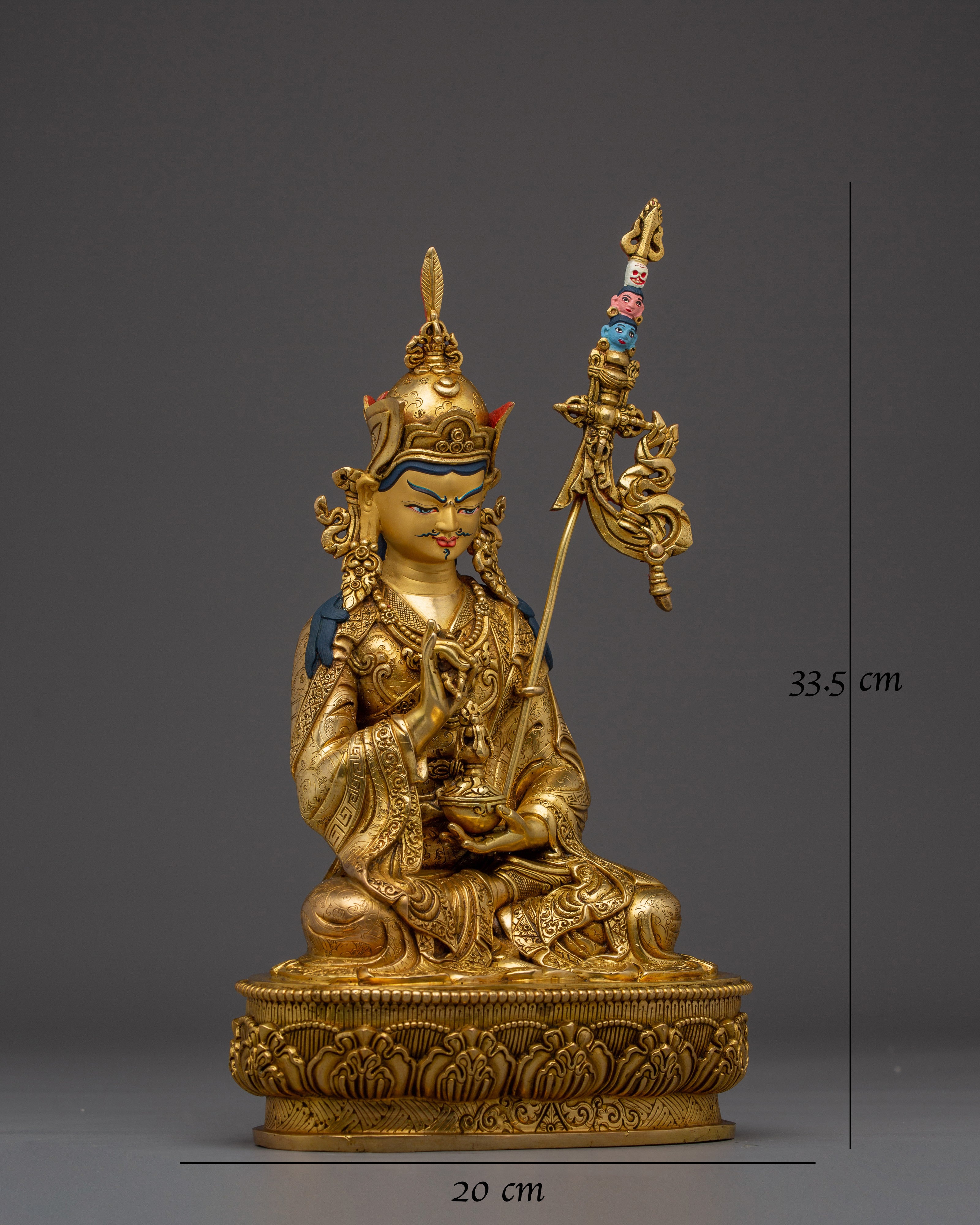 Gold Gilded Guru Tsokye Dorje Copper Statue