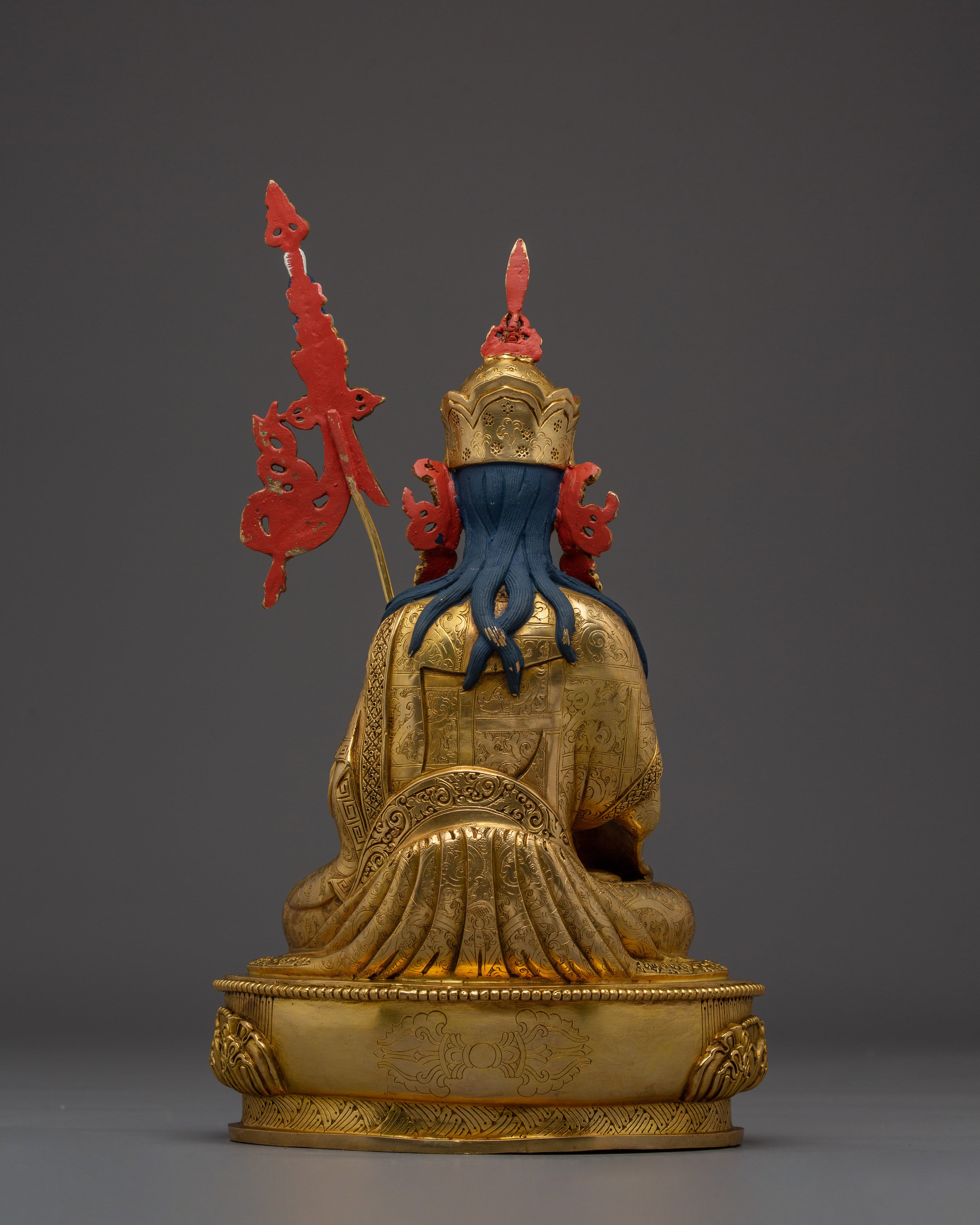 Handcrafted Gold Gilded Guru Tsokye Dorje Copper Statue | Buddhist Deity for Altar