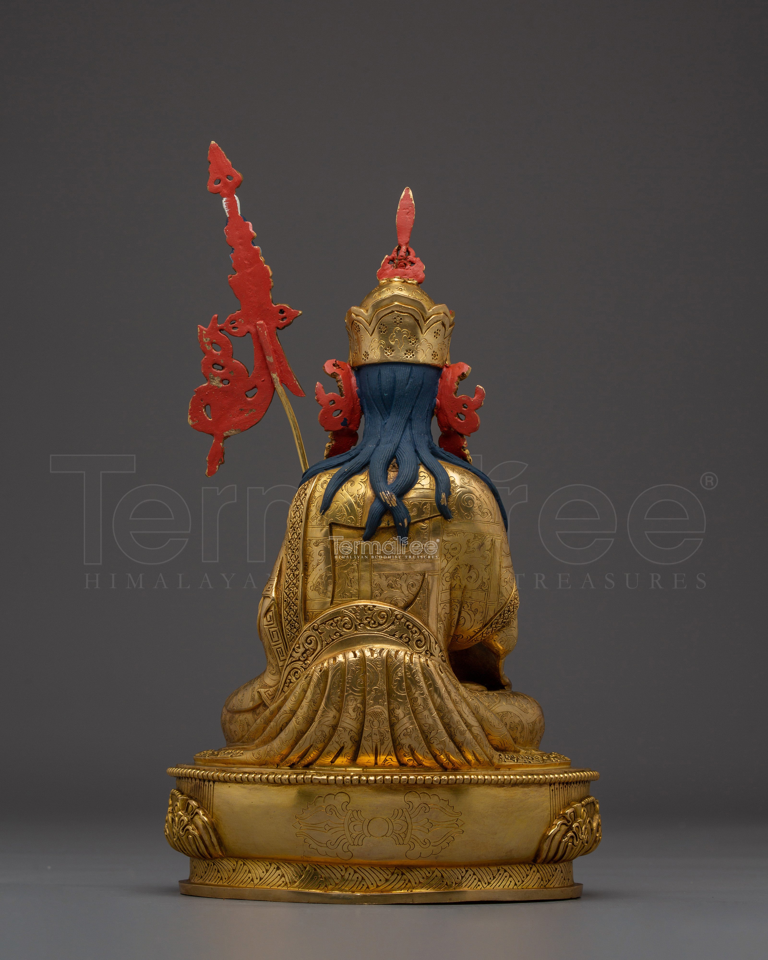 Handcrafted Gold Gilded Guru Tsokye Dorje Copper Statue | Buddhist Deity for Altar