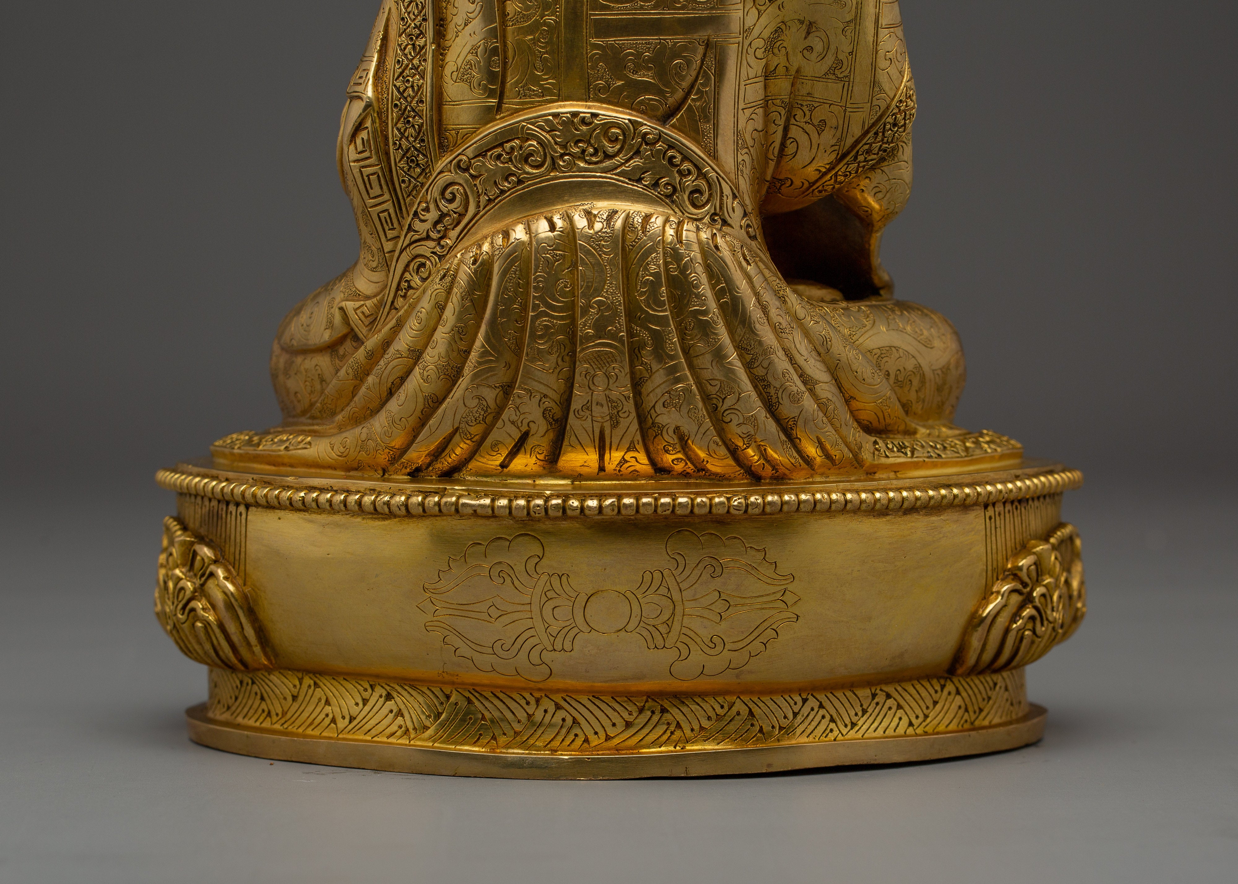 Handcrafted Gold Gilded Guru Tsokye Dorje Copper Statue | Buddhist Deity for Altar