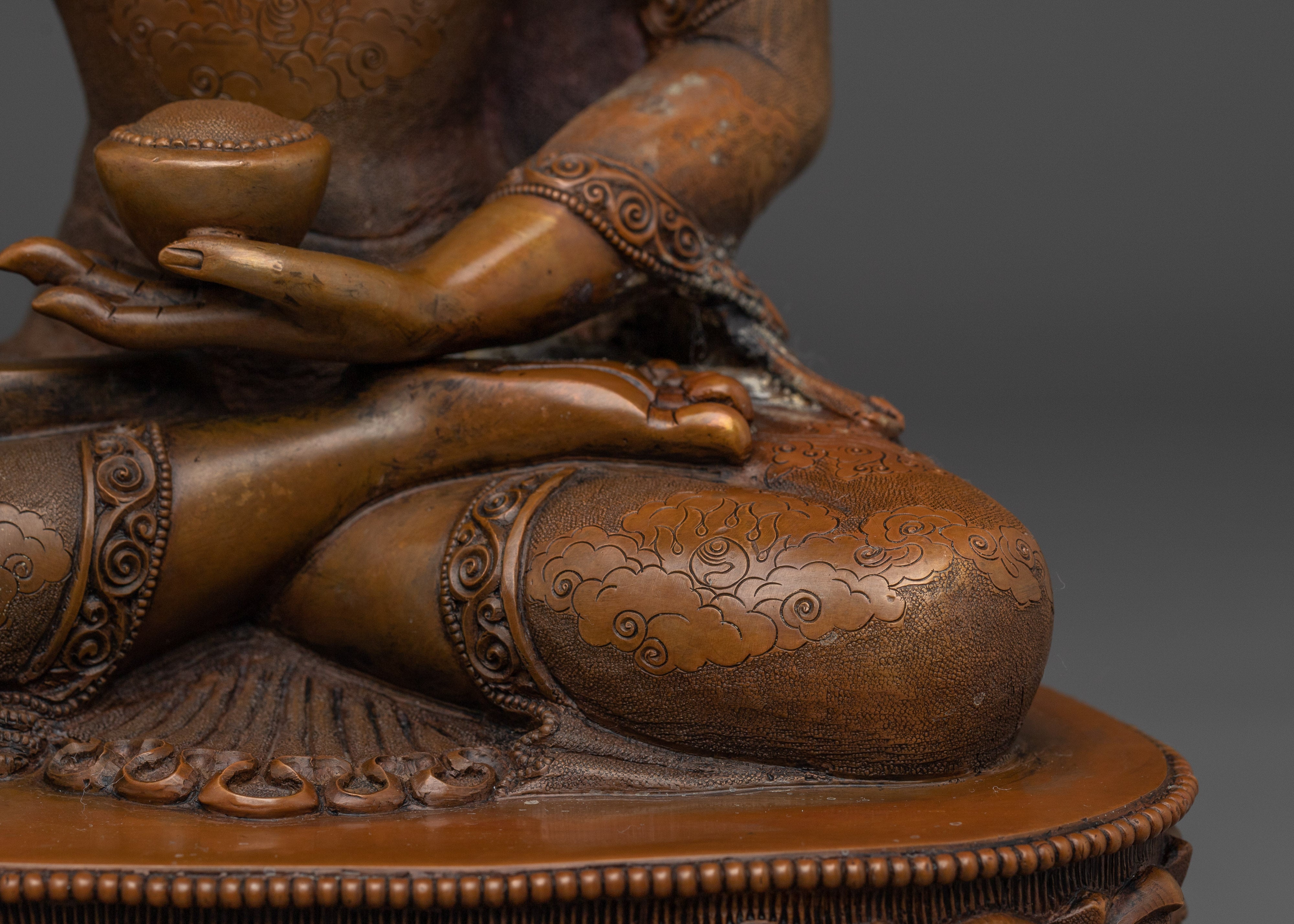 Shakyamuni Buddha Sculpture in Oxidized Copper | Sacred Home Decor