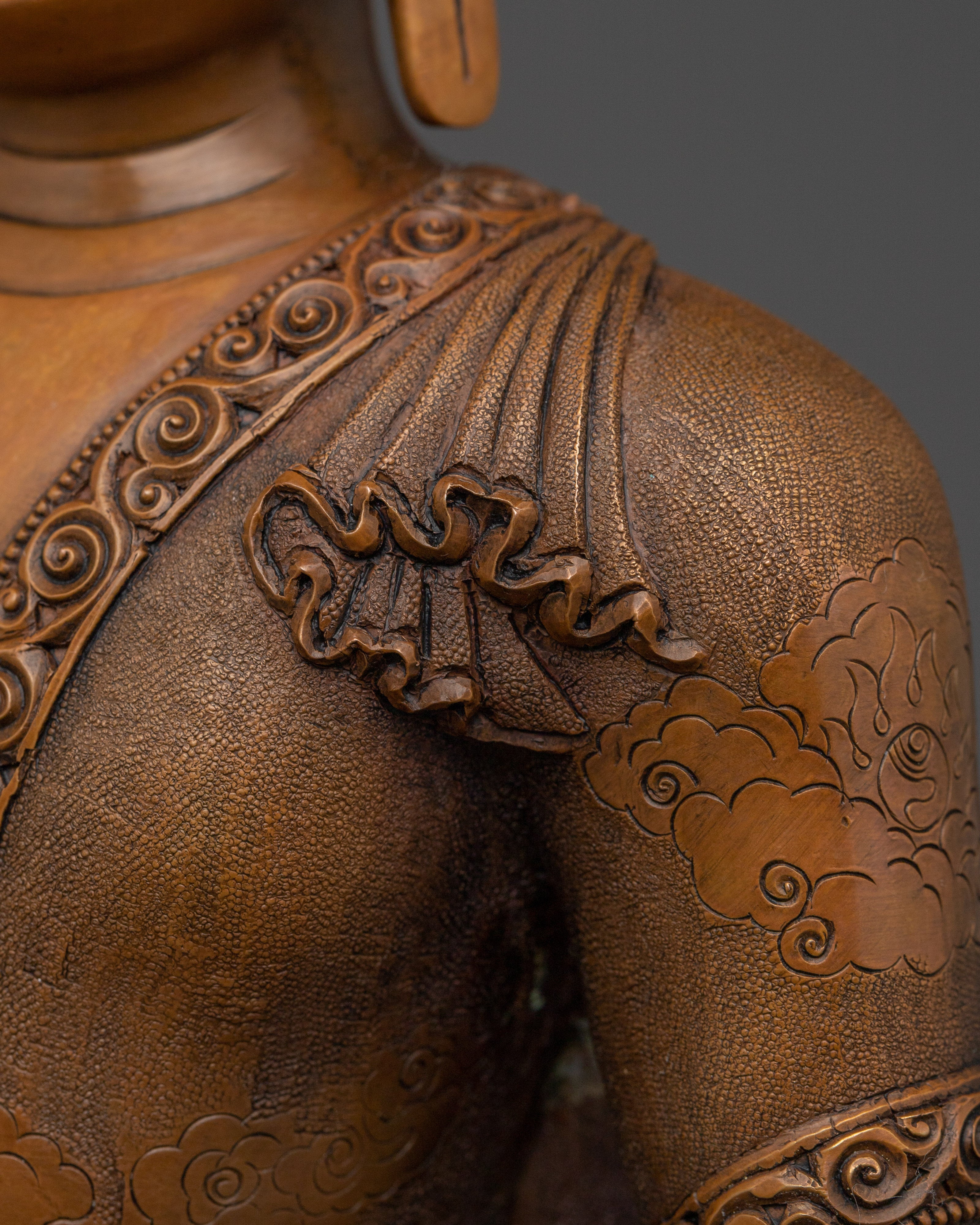 Shakyamuni Buddha Sculpture in Oxidized Copper | Sacred Home Decor