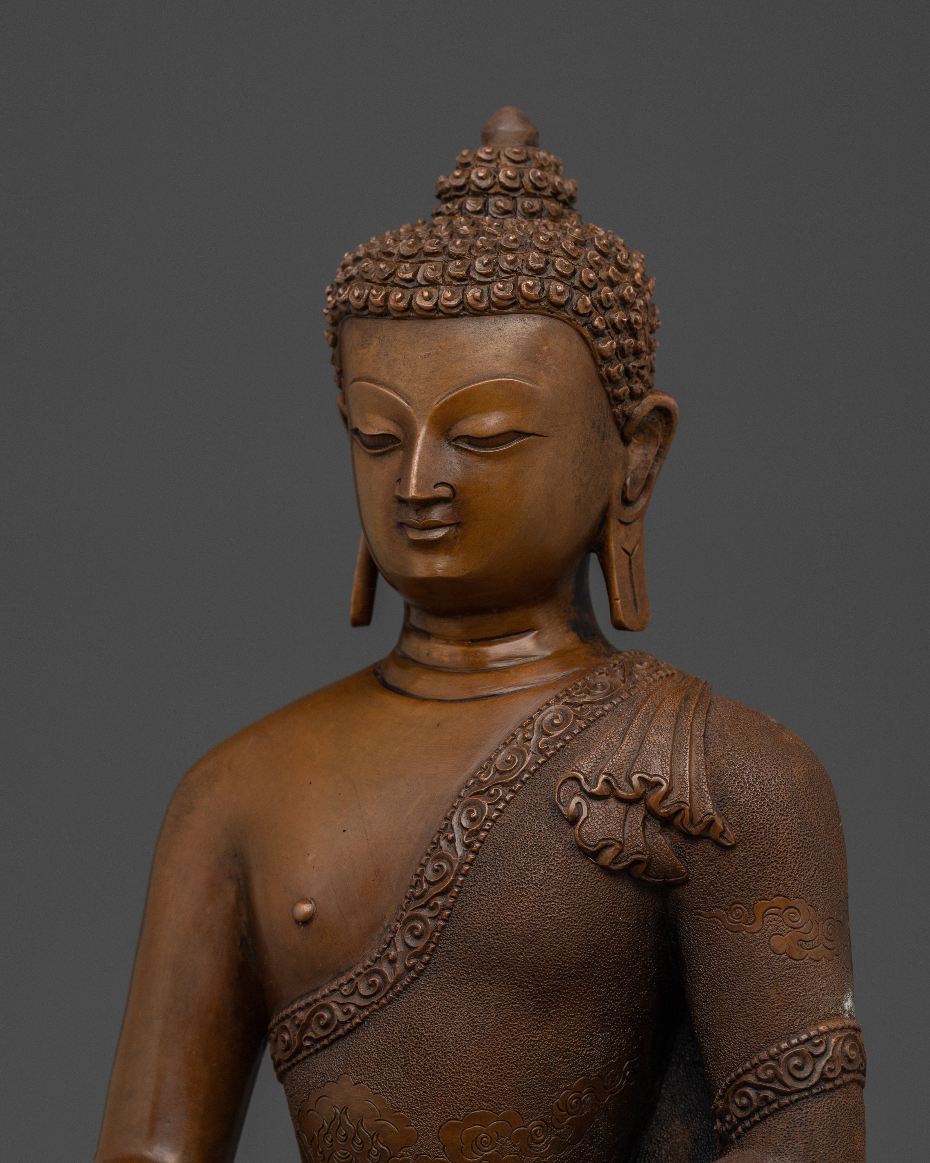 Handcrafted Shakyamuni Buddha Statue for Meditation | Oxidized Copper Sculpture