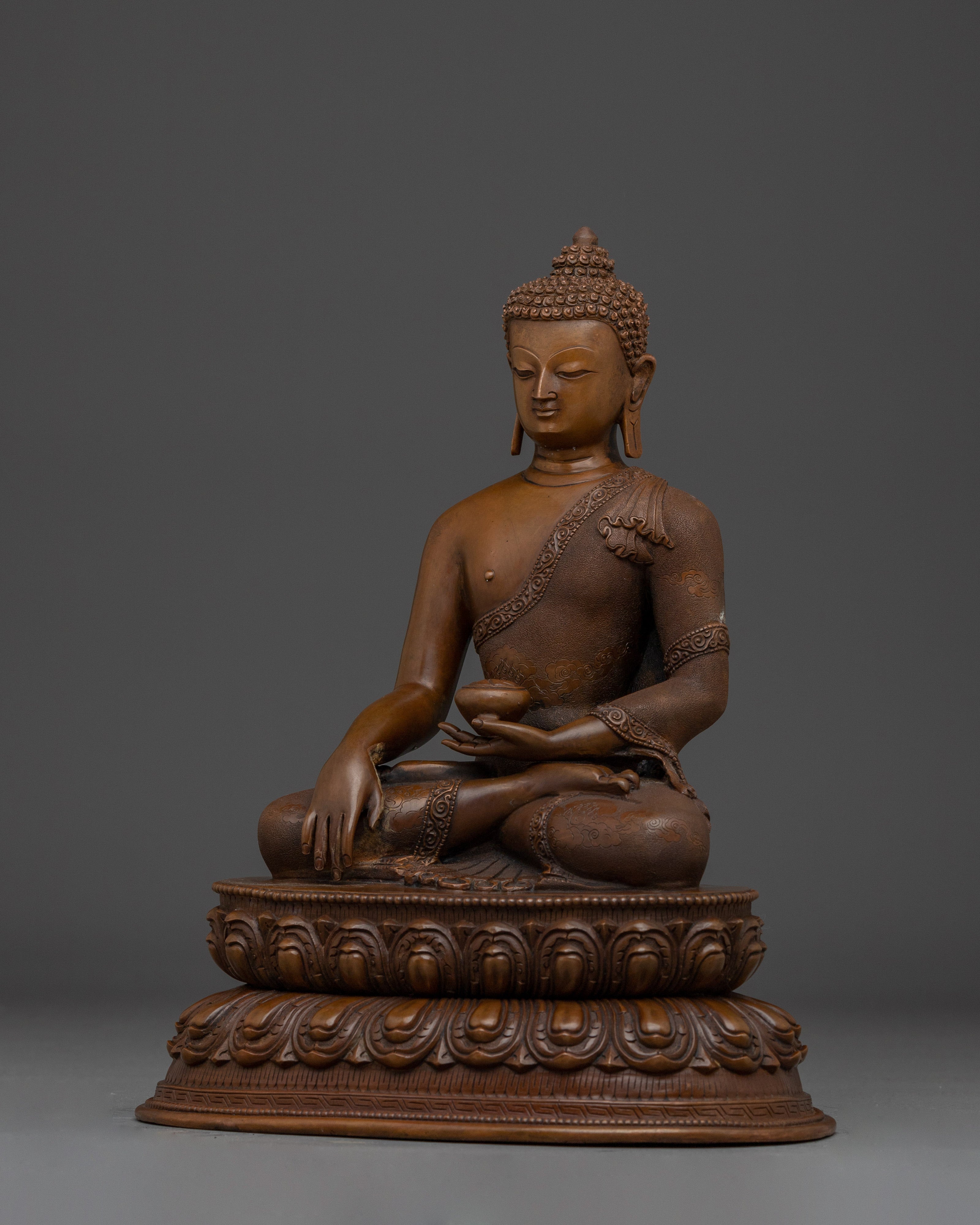Handcrafted Shakyamuni Buddha Statue for Meditation | Oxidized Copper Sculpture