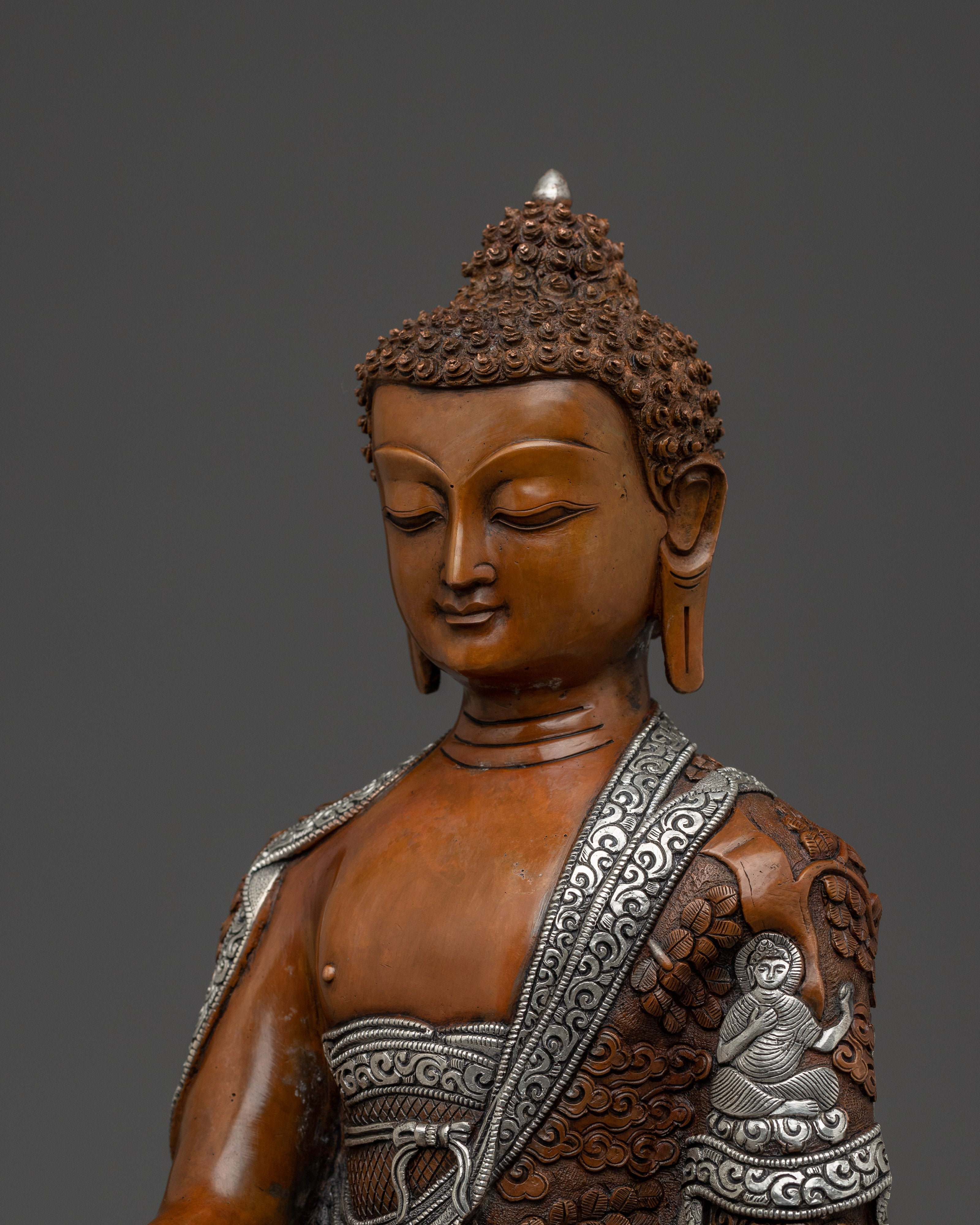 Oxidized Shakyamuni Buddha Spiritual Decor | Himalayan Handmade Statue