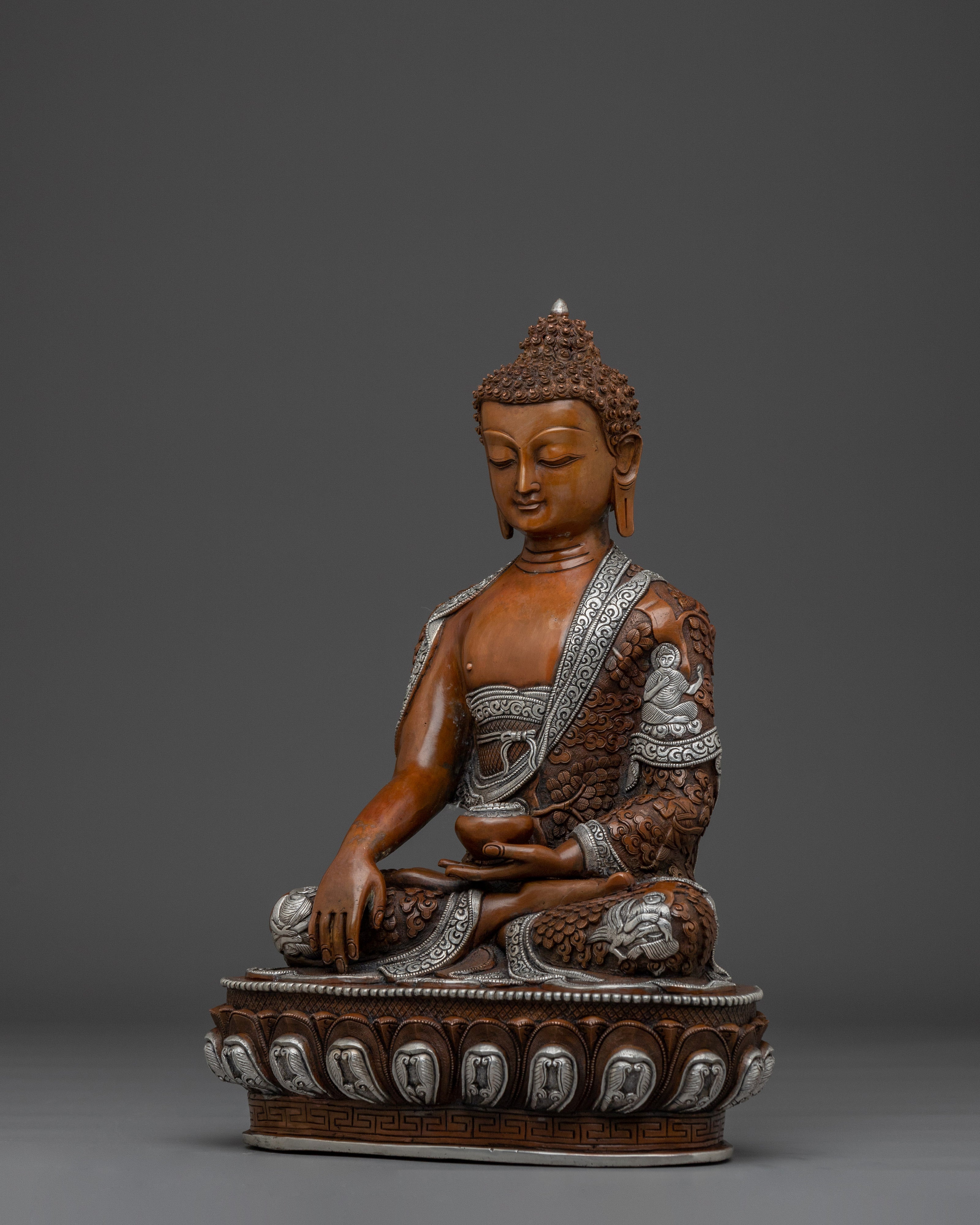 Oxidized Shakyamuni Buddha Spiritual Decor | Himalayan Handmade Statue