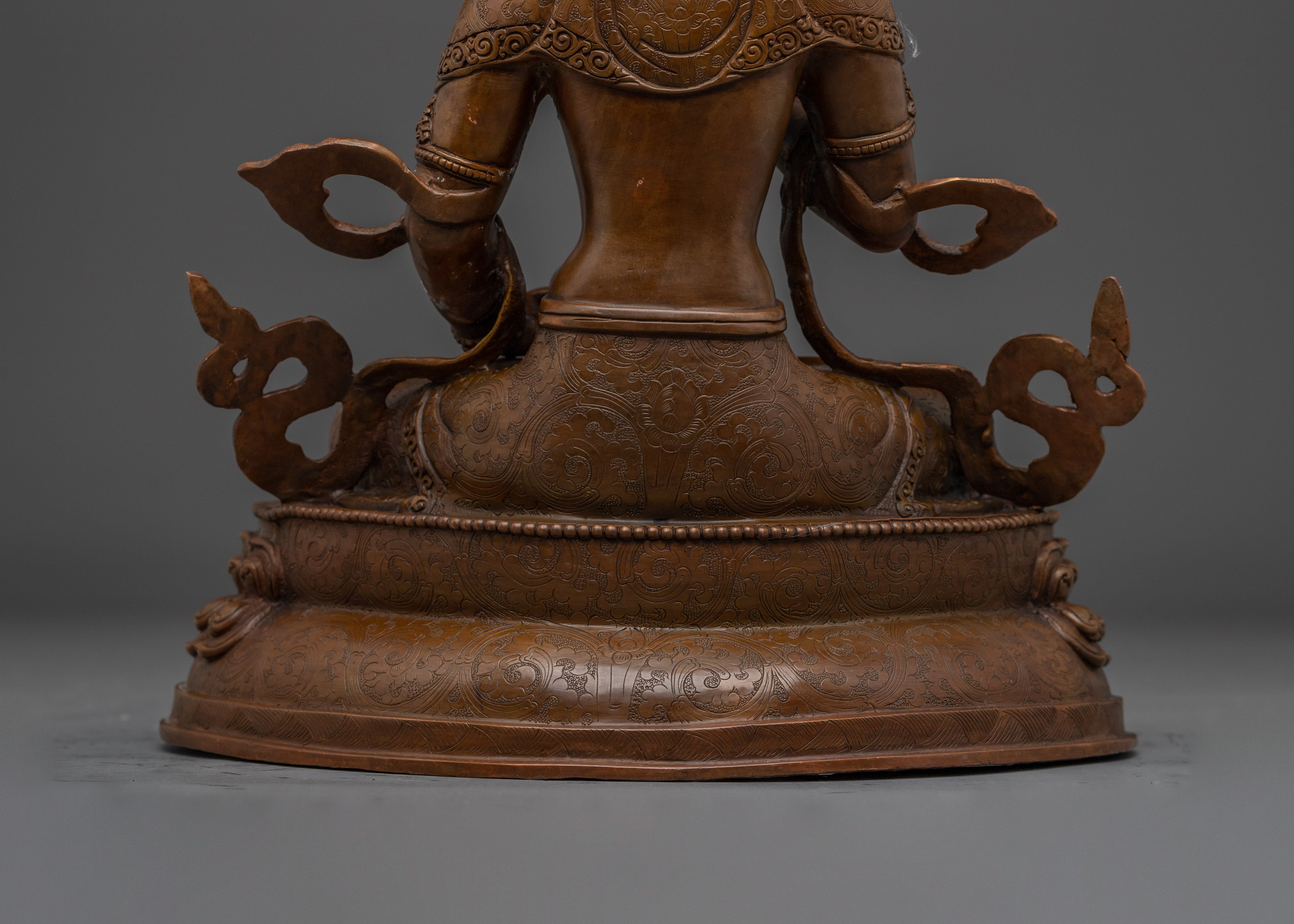 Vajrasattva Statue in Oxidized Copper | Meditation Altar & Sacred Home Shrine