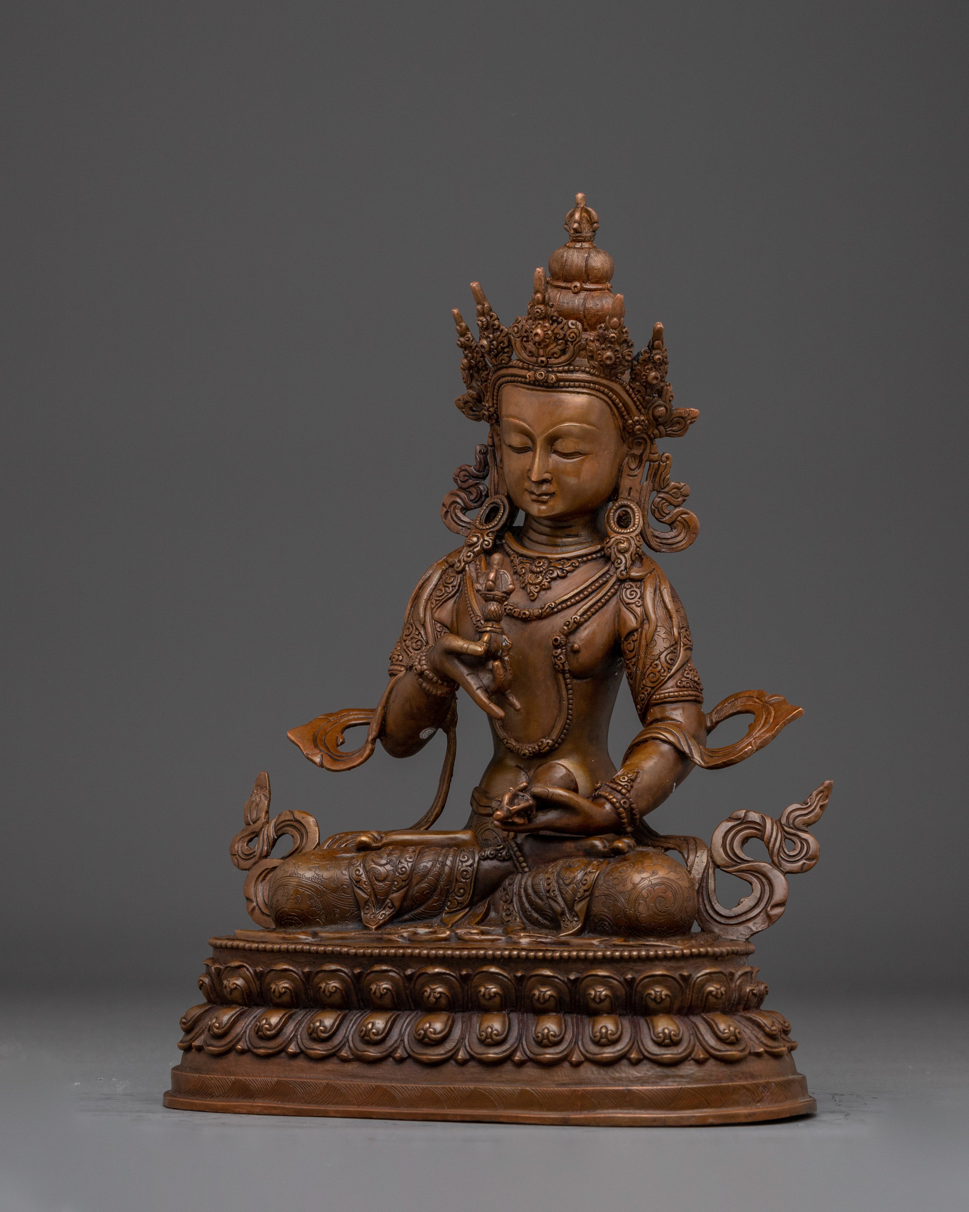 Vajrasattva Statue in Oxidized Copper | Meditation Altar & Sacred Home Shrine