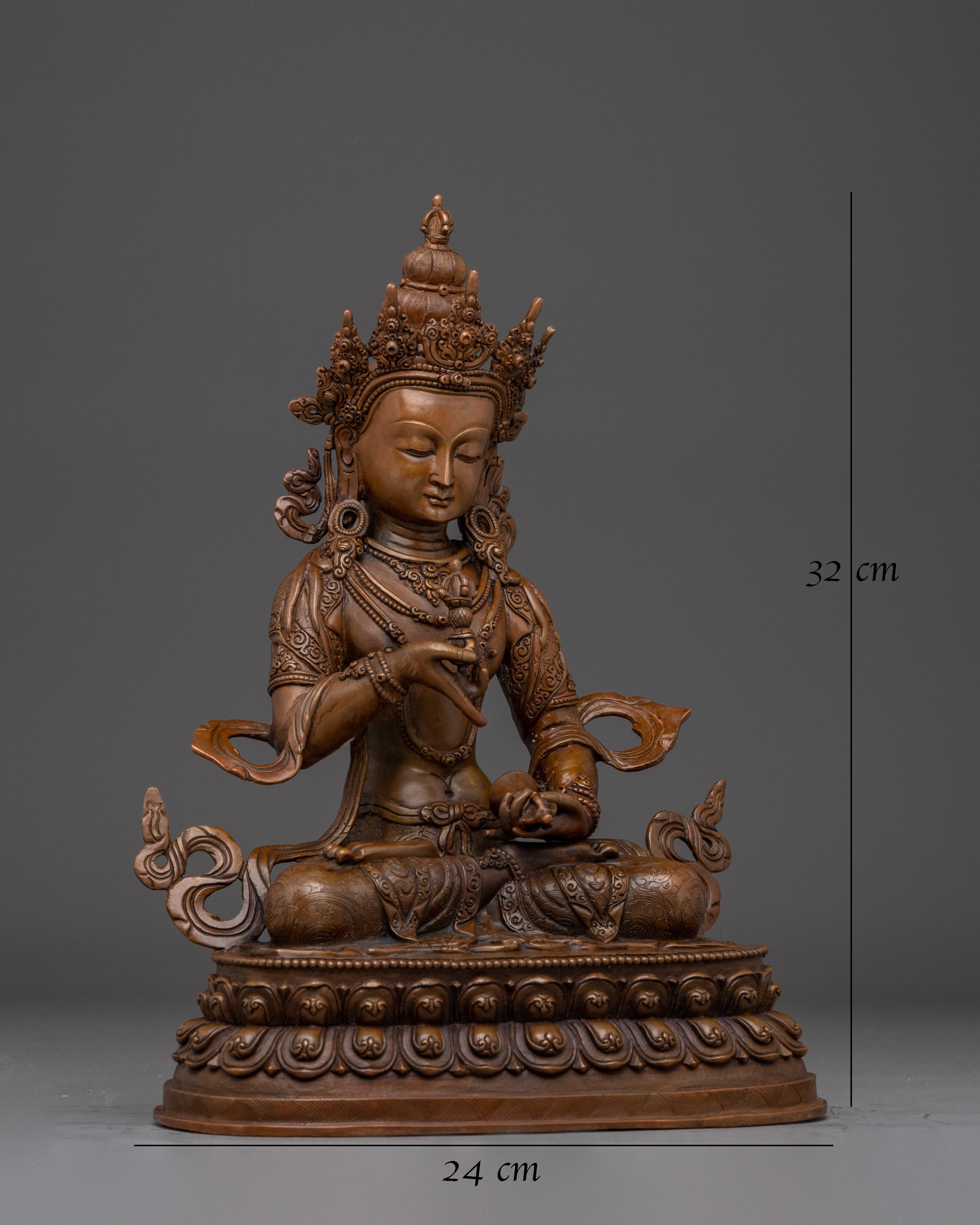 Vajrasattva Statue in Oxidized Copper