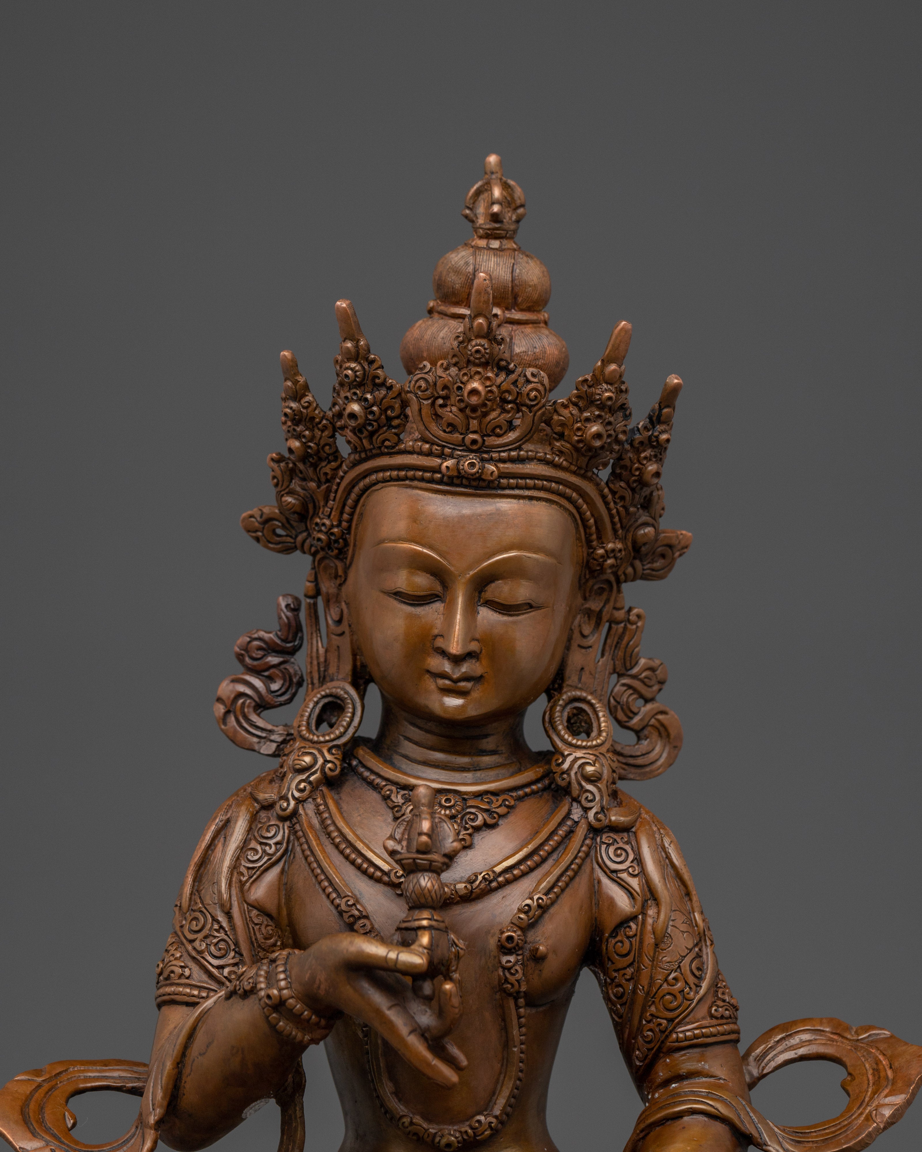 Vajrasattva Statue in Oxidized Copper | Meditation Altar & Sacred Home Shrine