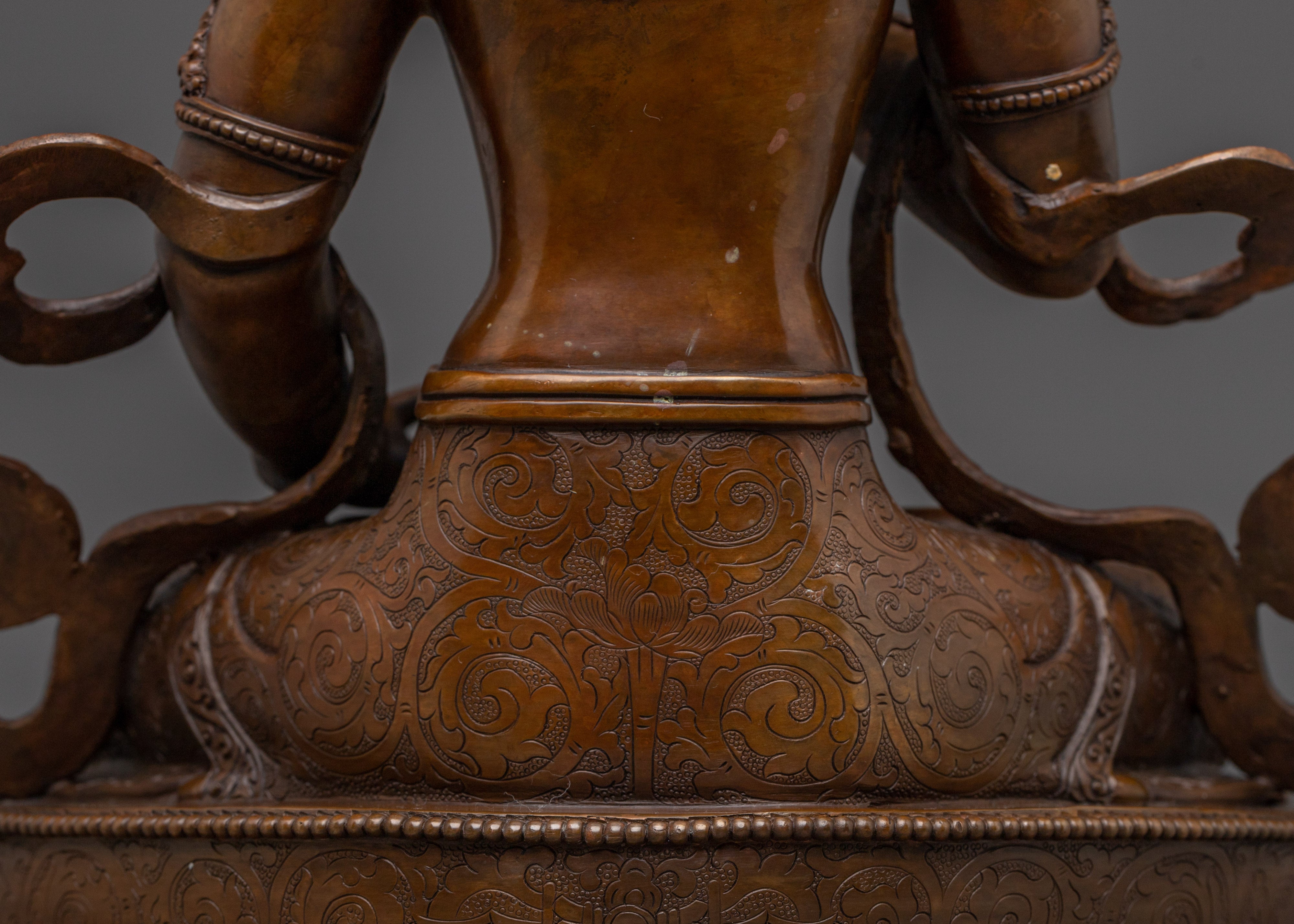 Vajrasattva Oxidized Copper Buddhist Sculpture | Powerful Deity Symbol of Purification