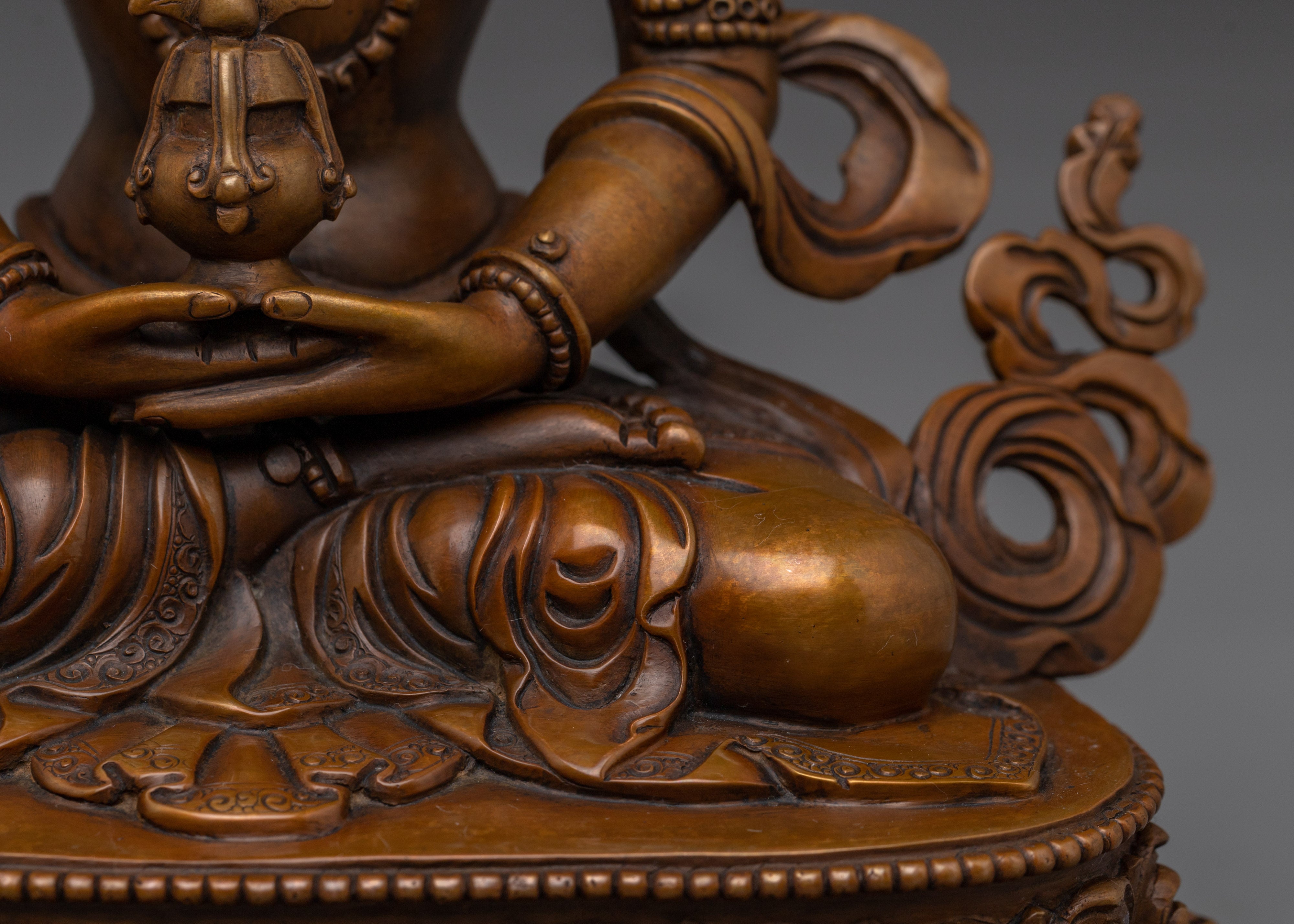 Amitayus Statue in Oxidized Copper | Spiritual Altar Decor from Nepal for Meditation