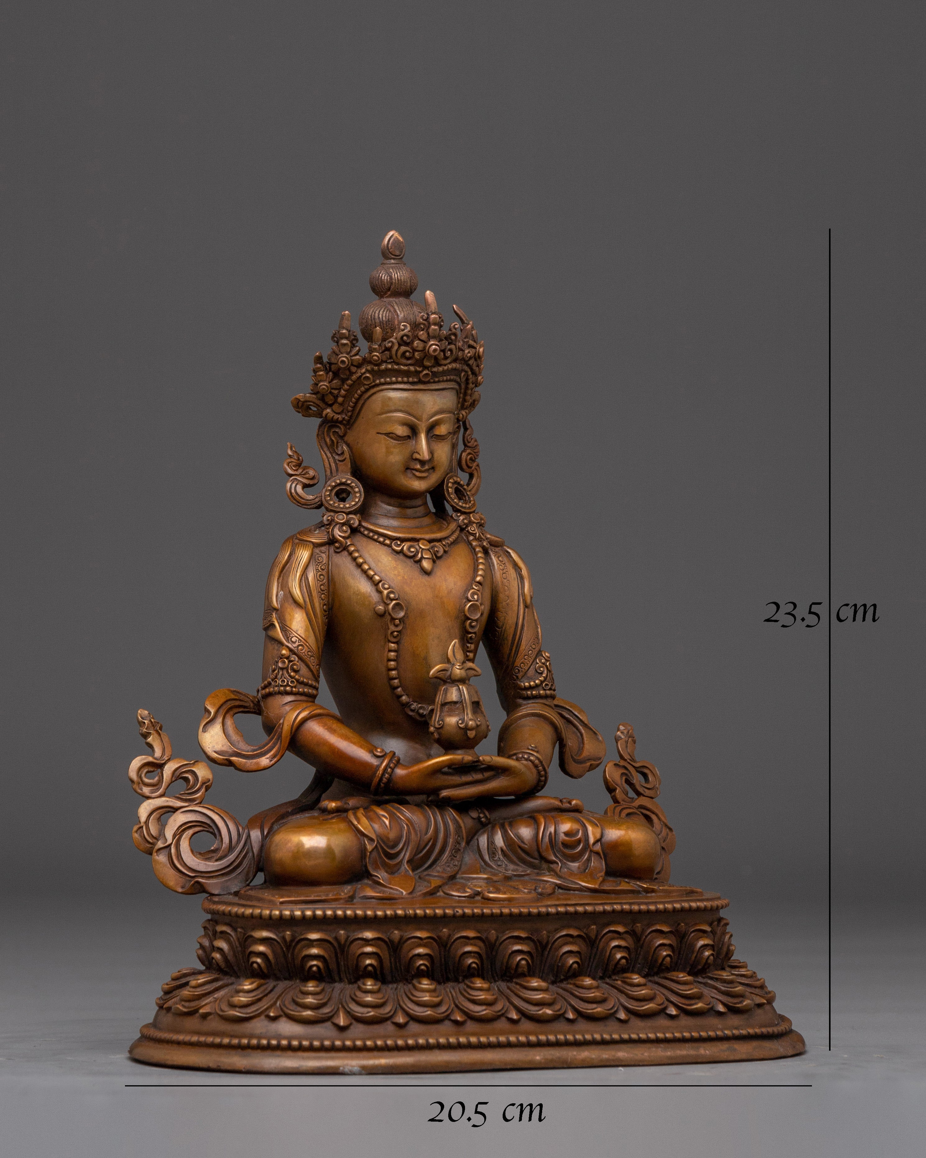 Amitayus Statue in Oxidized Copper