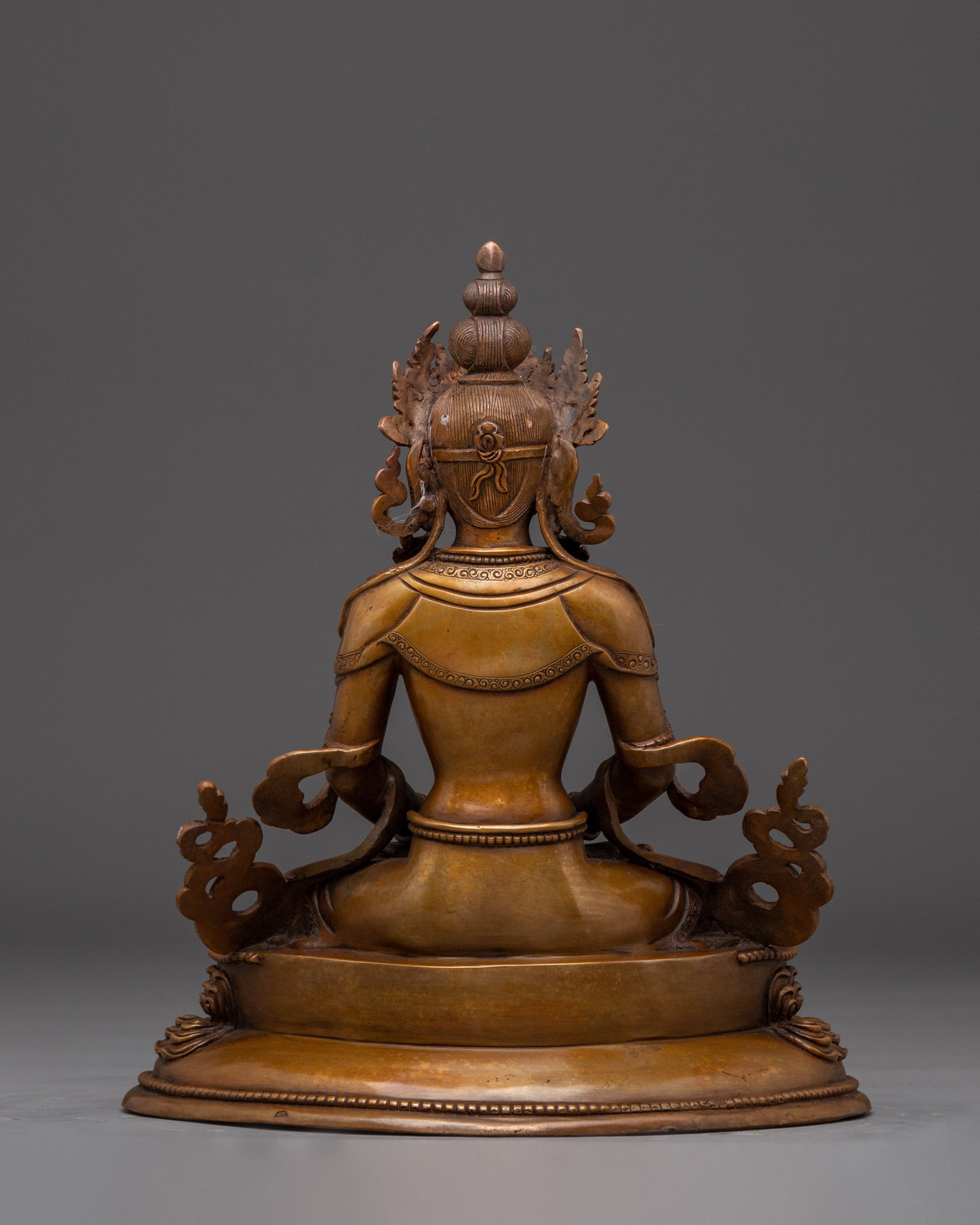 Amitayus Statue in Oxidized Copper | Spiritual Altar Decor from Nepal for Meditation