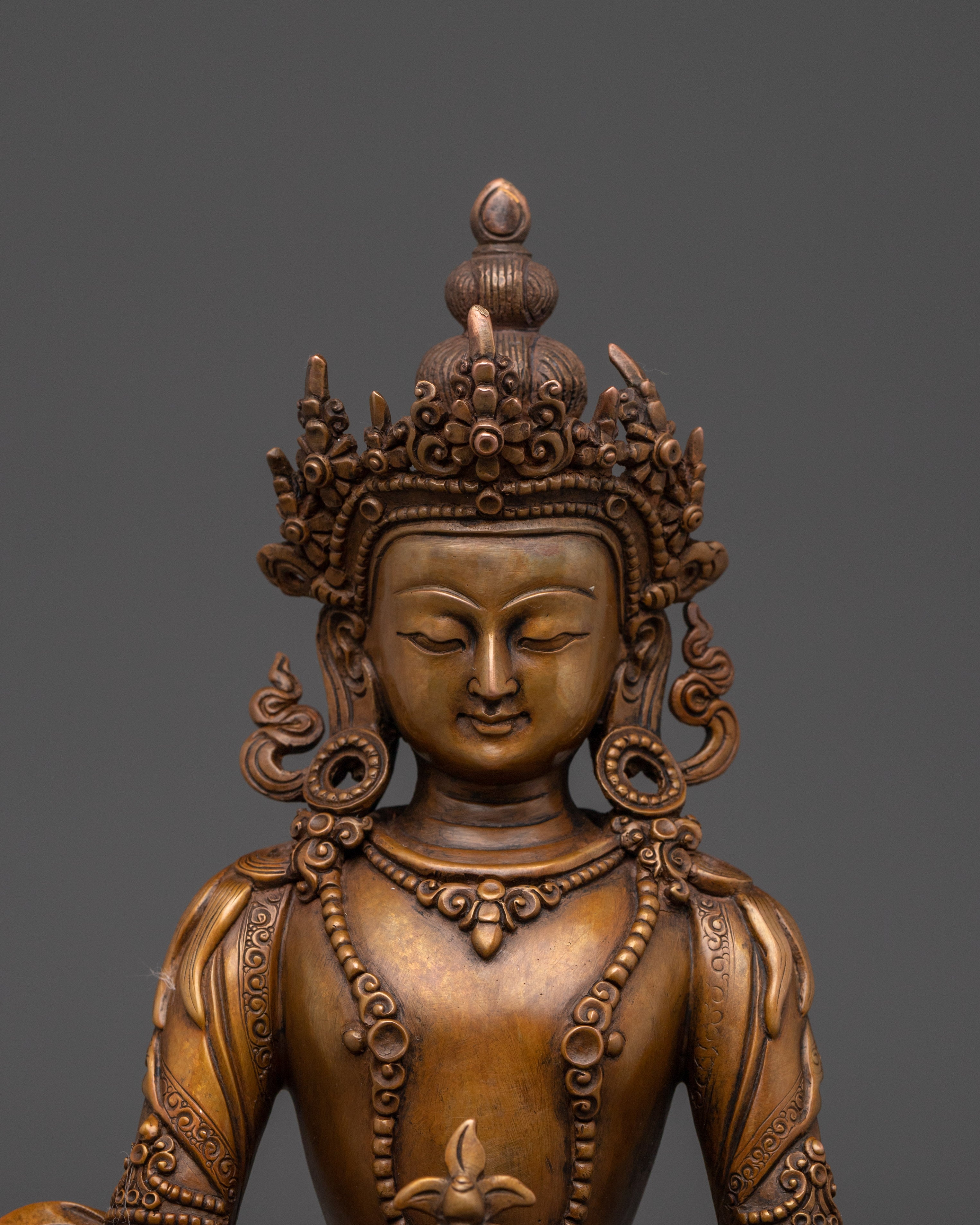 Amitayus Statue in Oxidized Copper | Spiritual Altar Decor from Nepal for Meditation