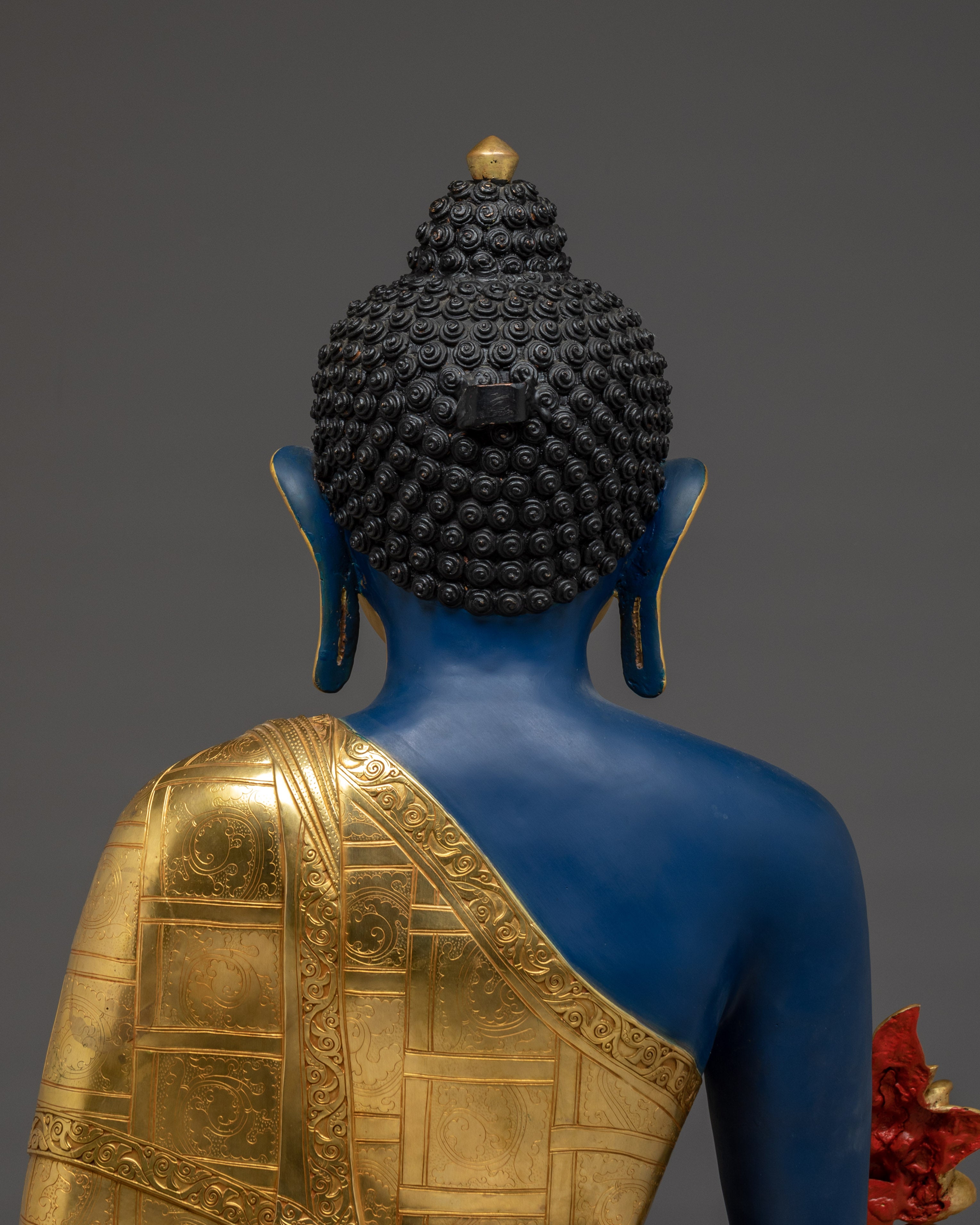 Medicine Buddha Statue in 24K Gold with Gemstones | Healing Buddha for Altar Decor