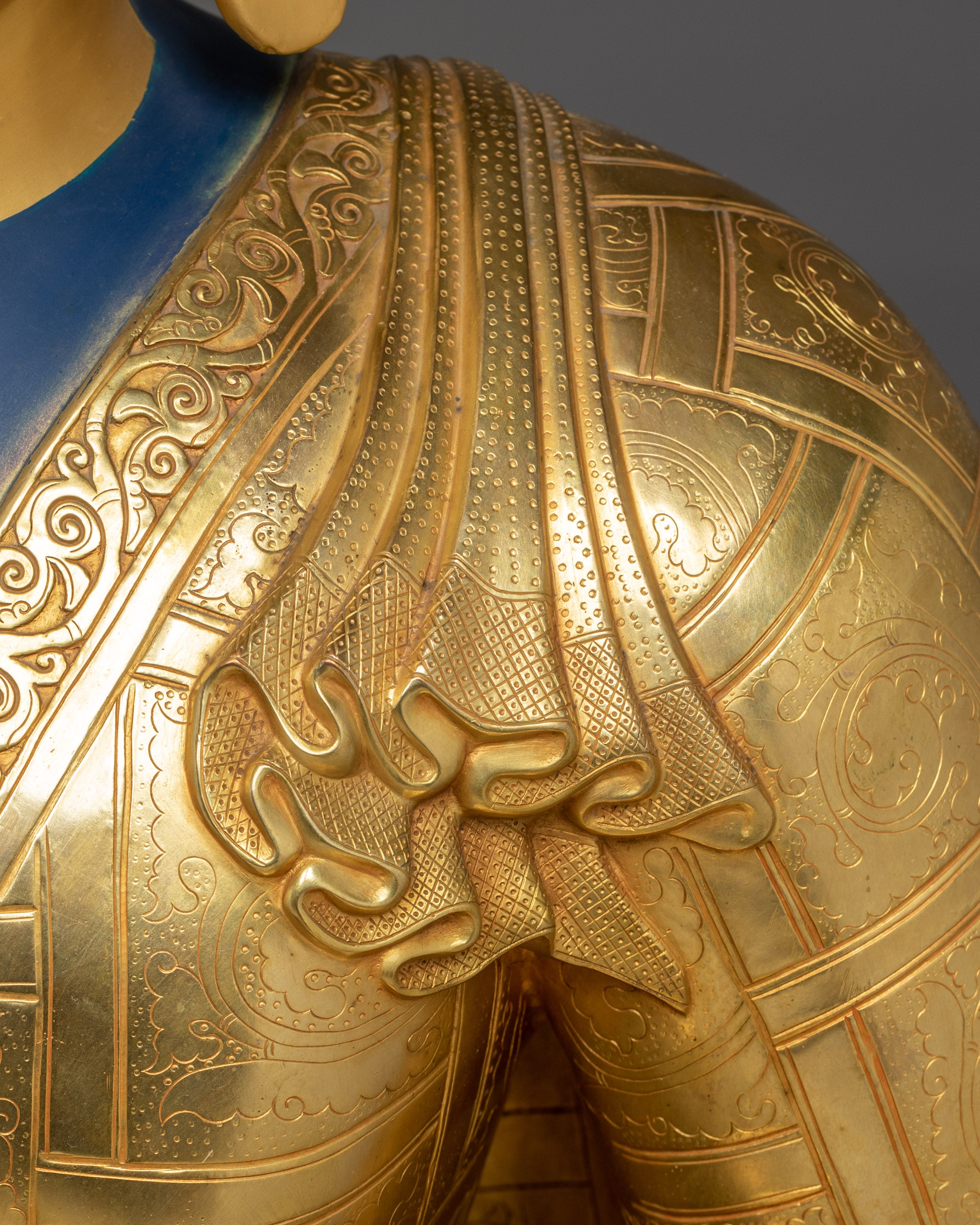 Medicine Buddha Statue in 24K Gold with Gemstones | Healing Buddha for Altar Decor