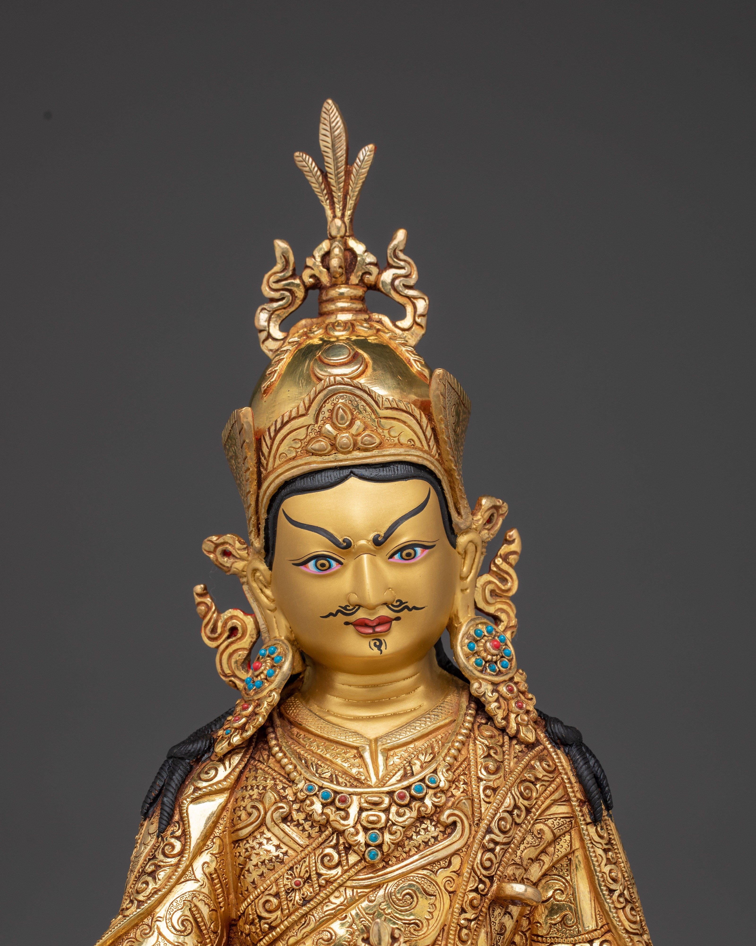 Guru Rinpoche with Khatvanga Trident Statue | Padmasambhava Artwork