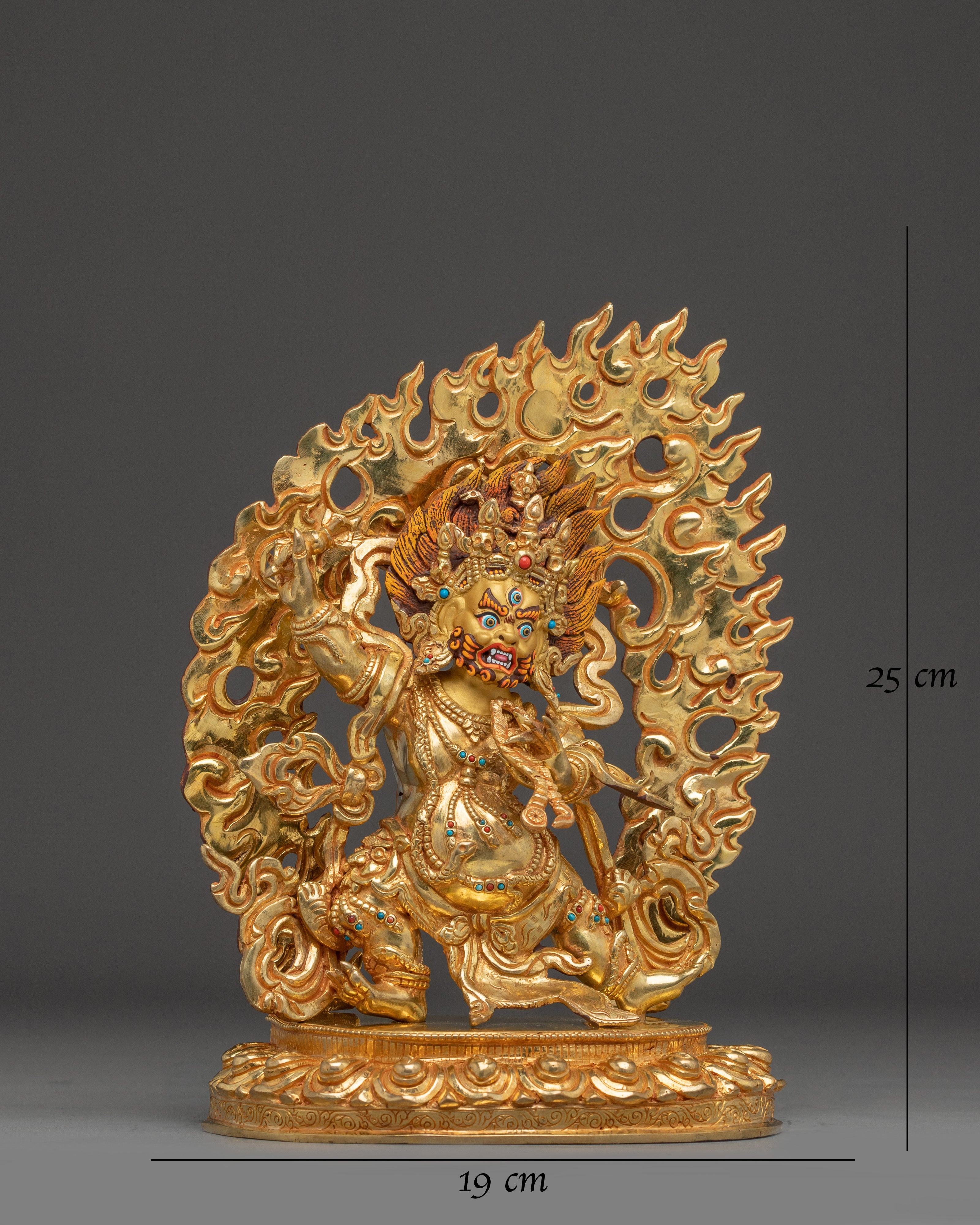 Vajrapani Deity Sculpture with Gemstone Detailing
