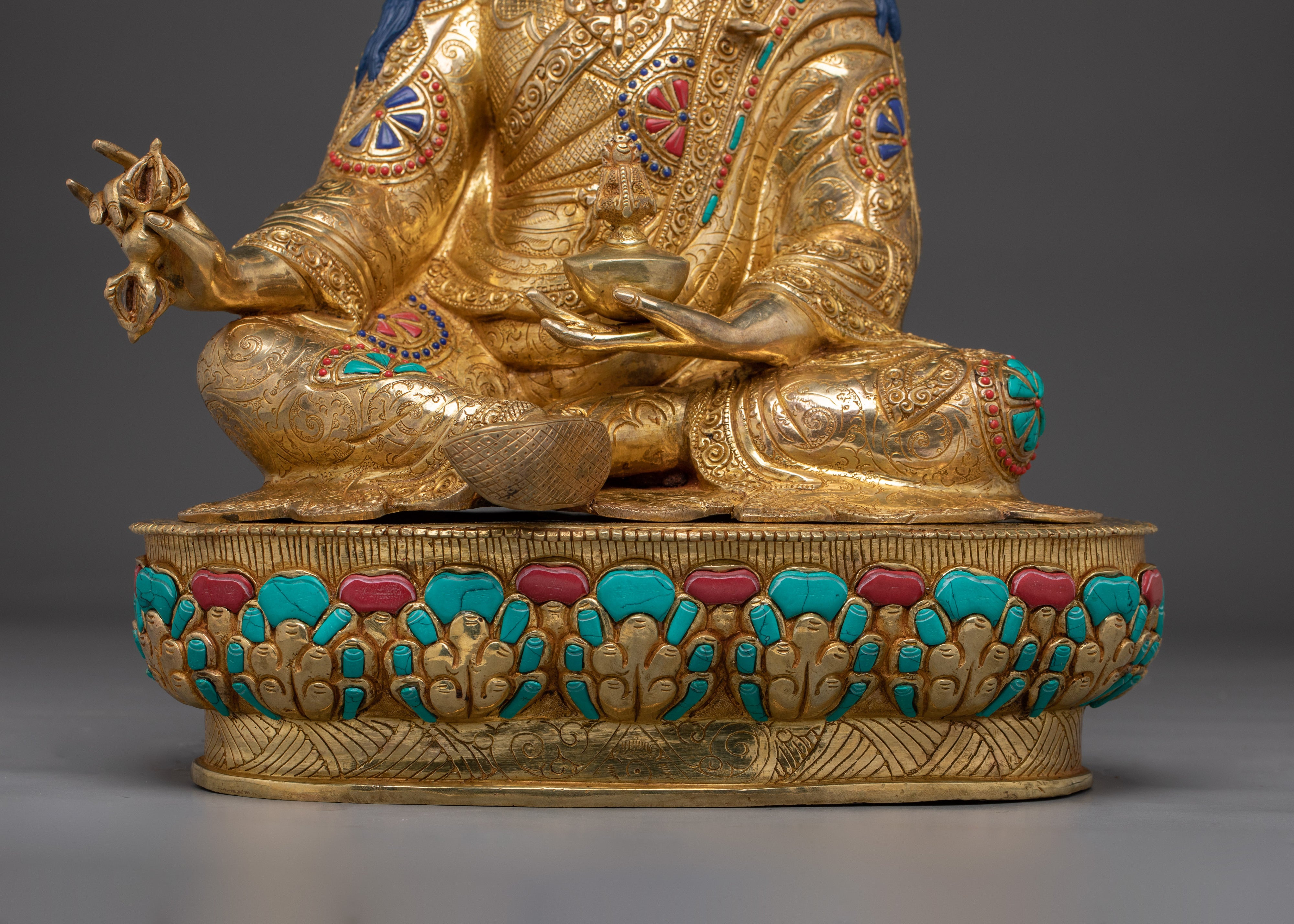 Himalayan Golden Guru Rinpoche Artwork | Padmasambhava Handmade Statue