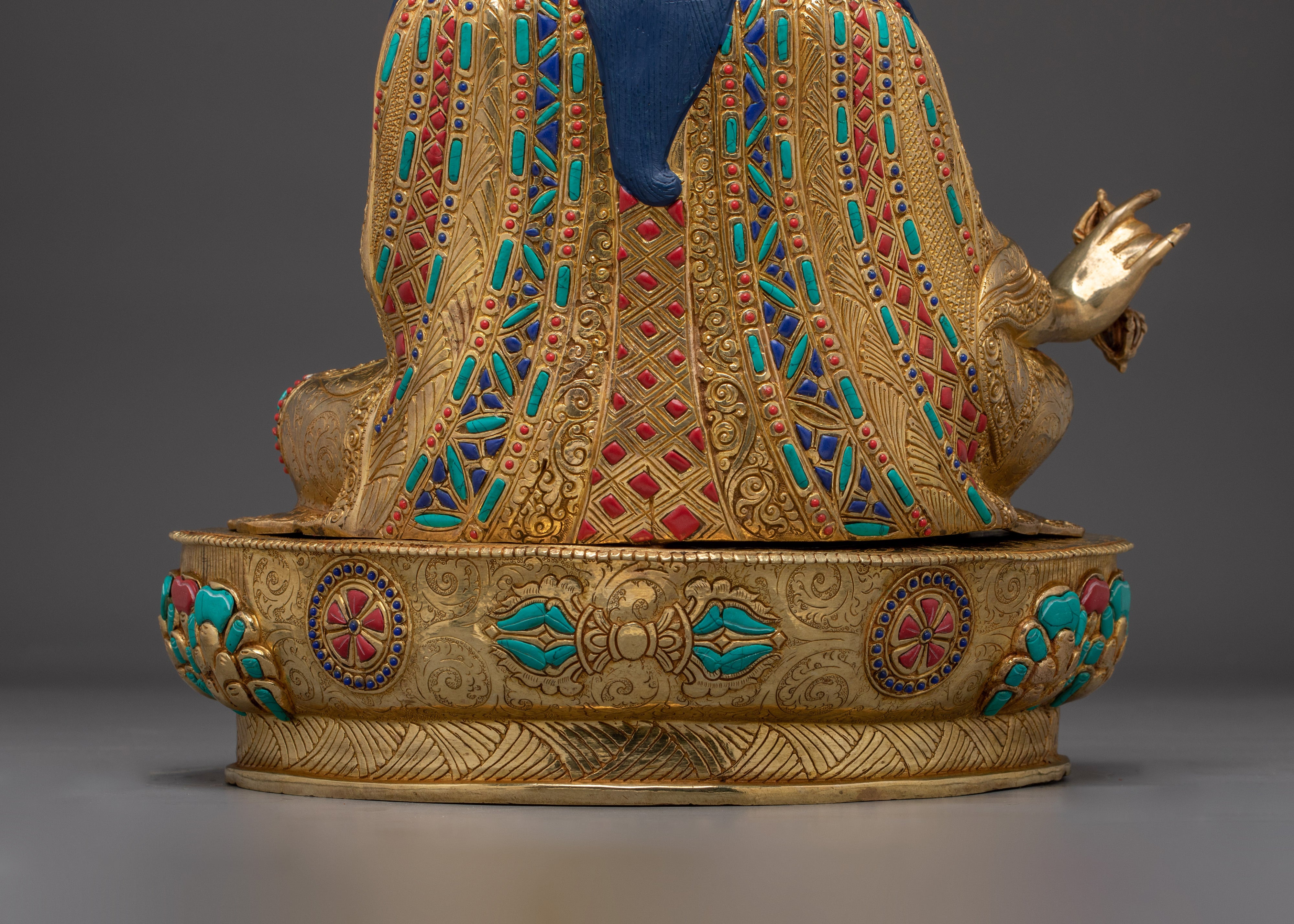 Himalayan Golden Guru Rinpoche Artwork | Padmasambhava Handmade Statue