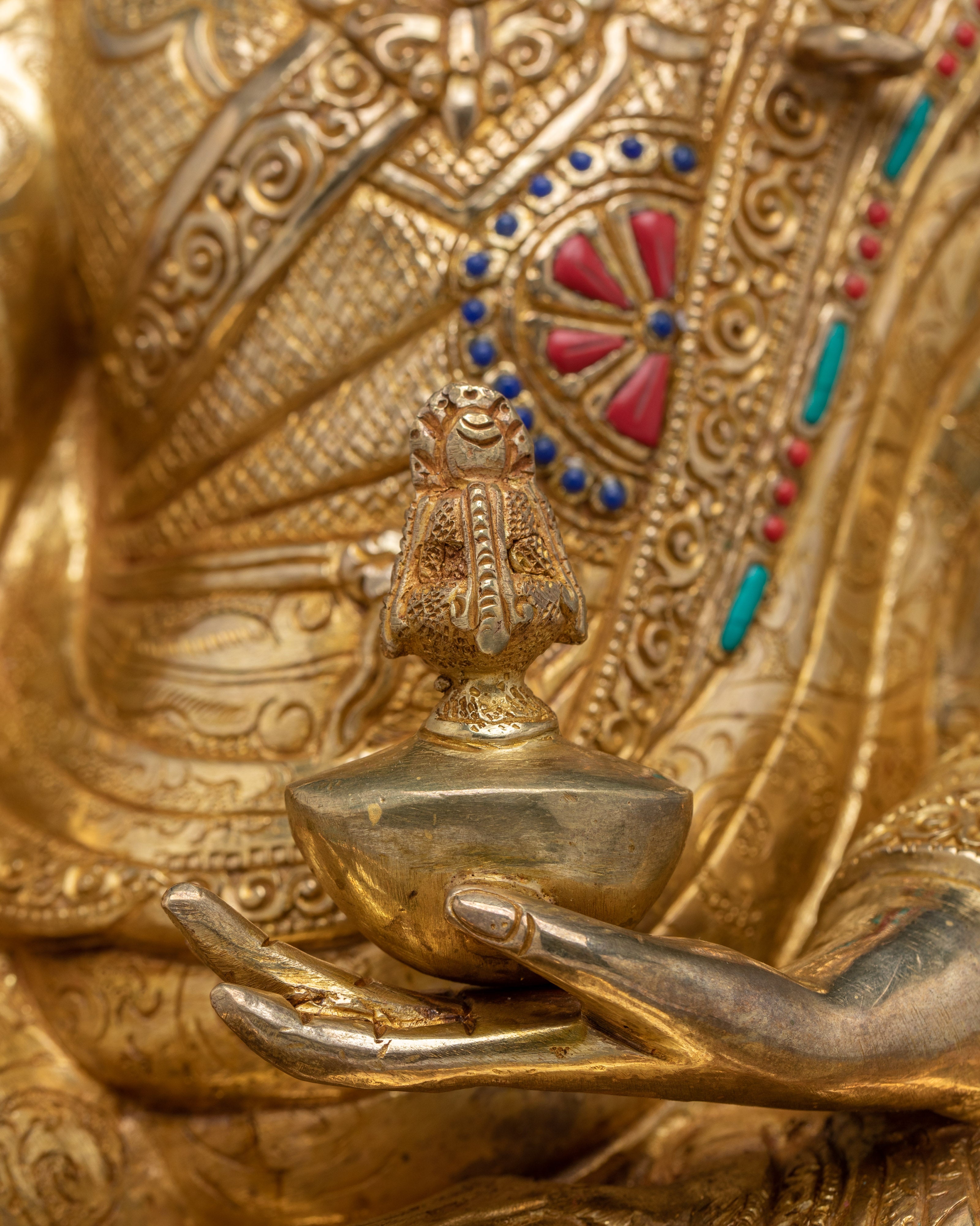 Himalayan Golden Guru Rinpoche Artwork | Padmasambhava Handmade Statue