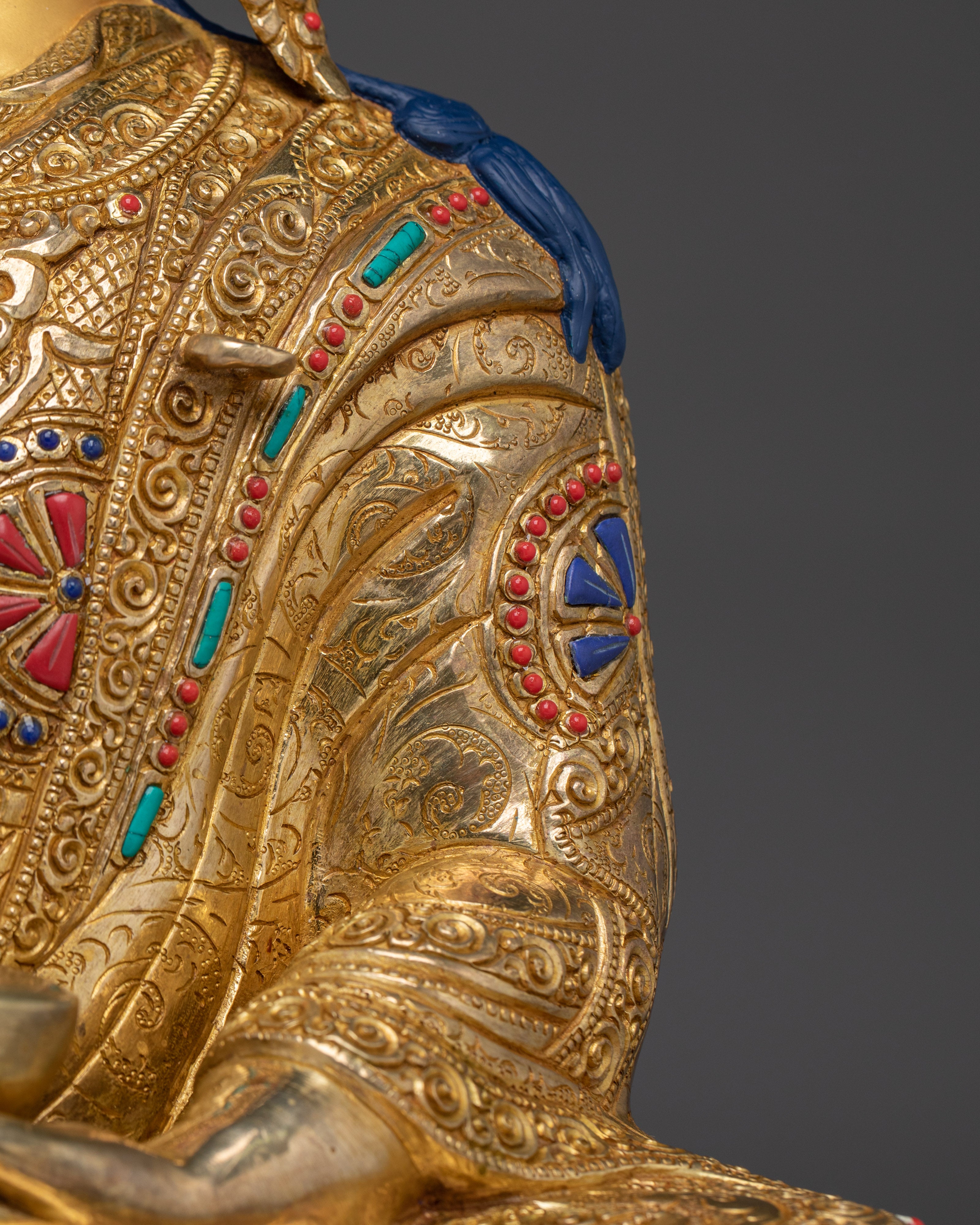 Himalayan Golden Guru Rinpoche Artwork | Padmasambhava Handmade Statue