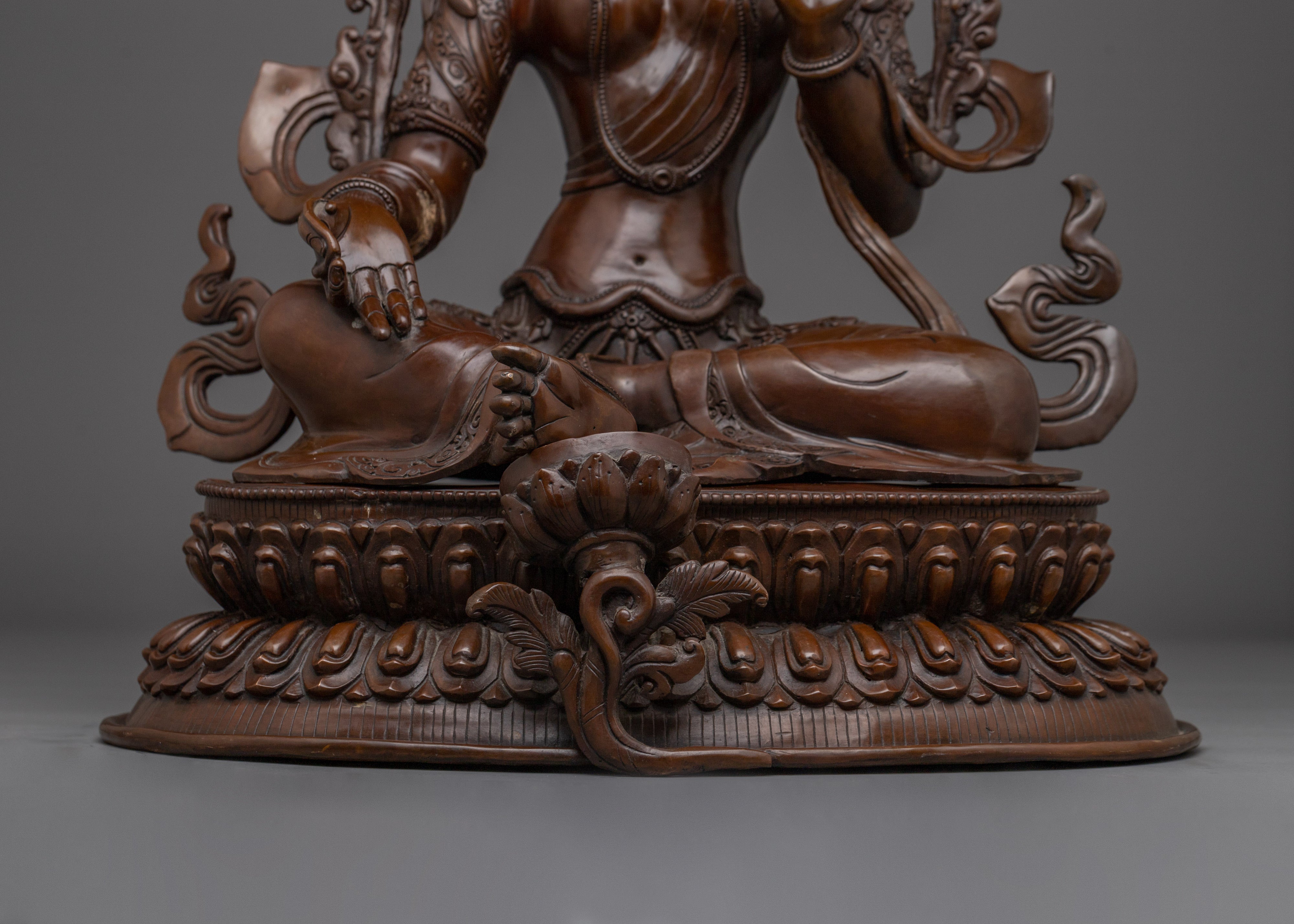 Oxidized Sacred Feminine Art of Green Tara | The Compassionate Protector
