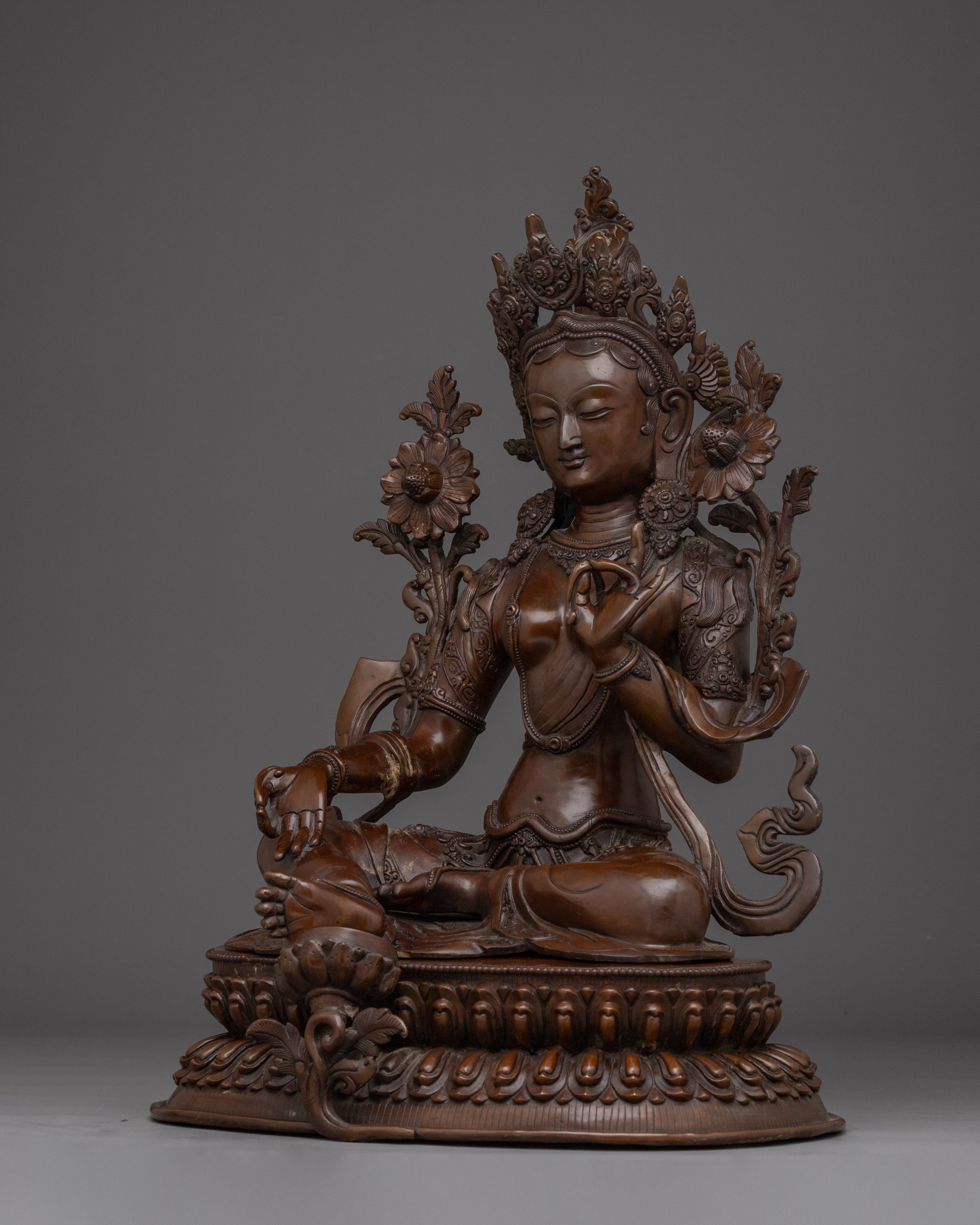 Oxidized Sacred Feminine Art of Green Tara | The Compassionate Protector