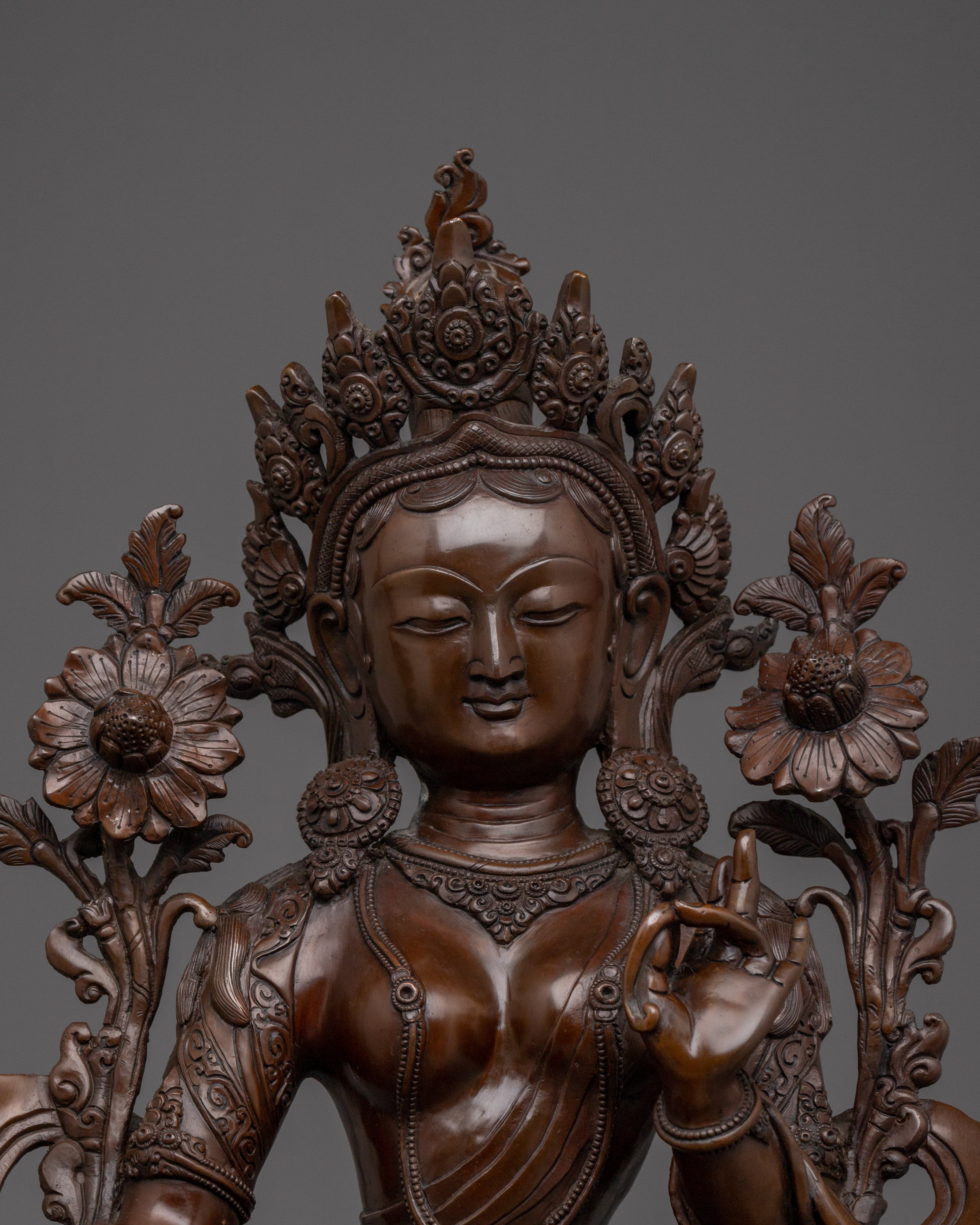 Oxidized Sacred Feminine Art of Green Tara | The Compassionate Protector