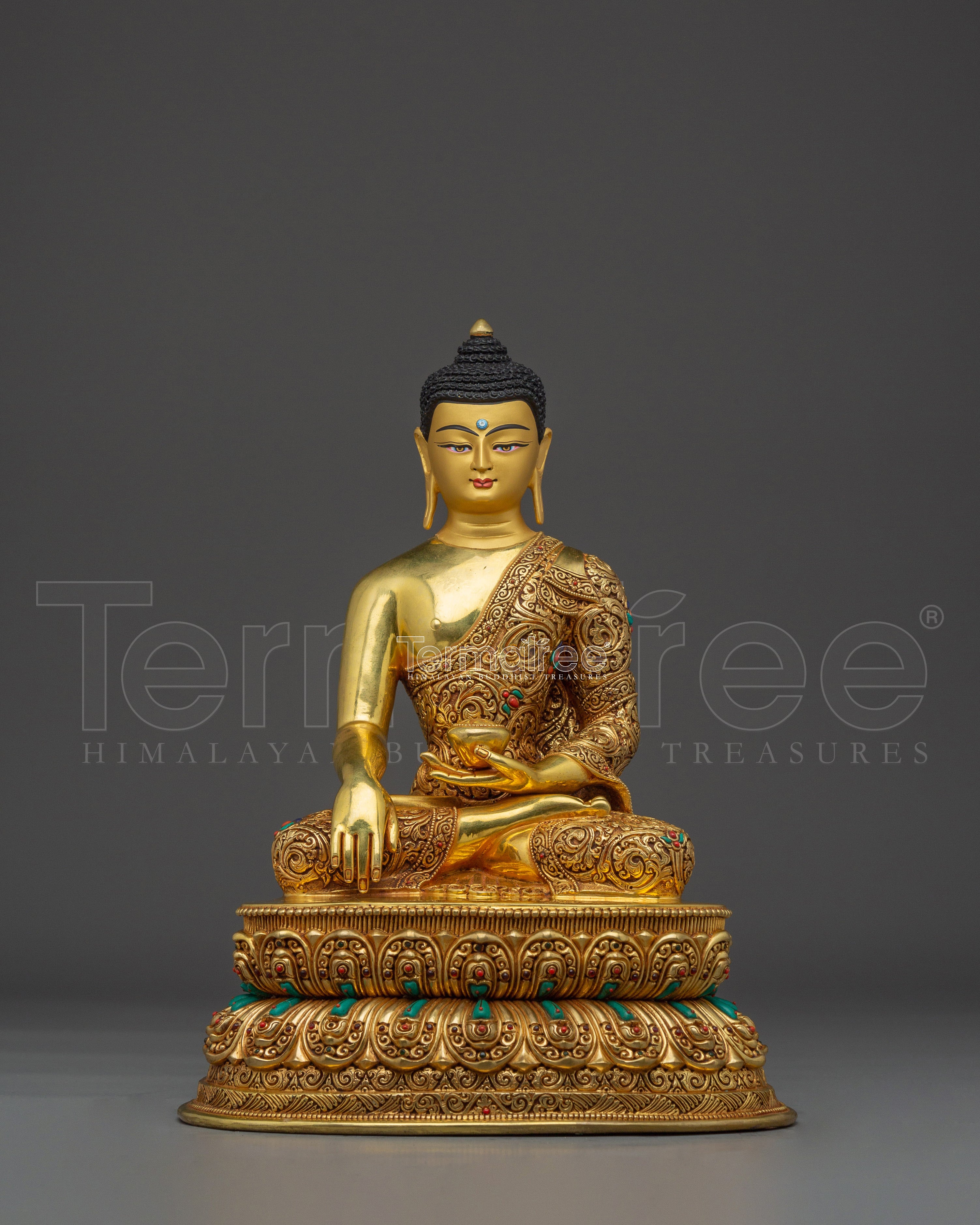 Shakyamuni Buddha Statue with Intricate Copper | Gold and Acrylic Paintings