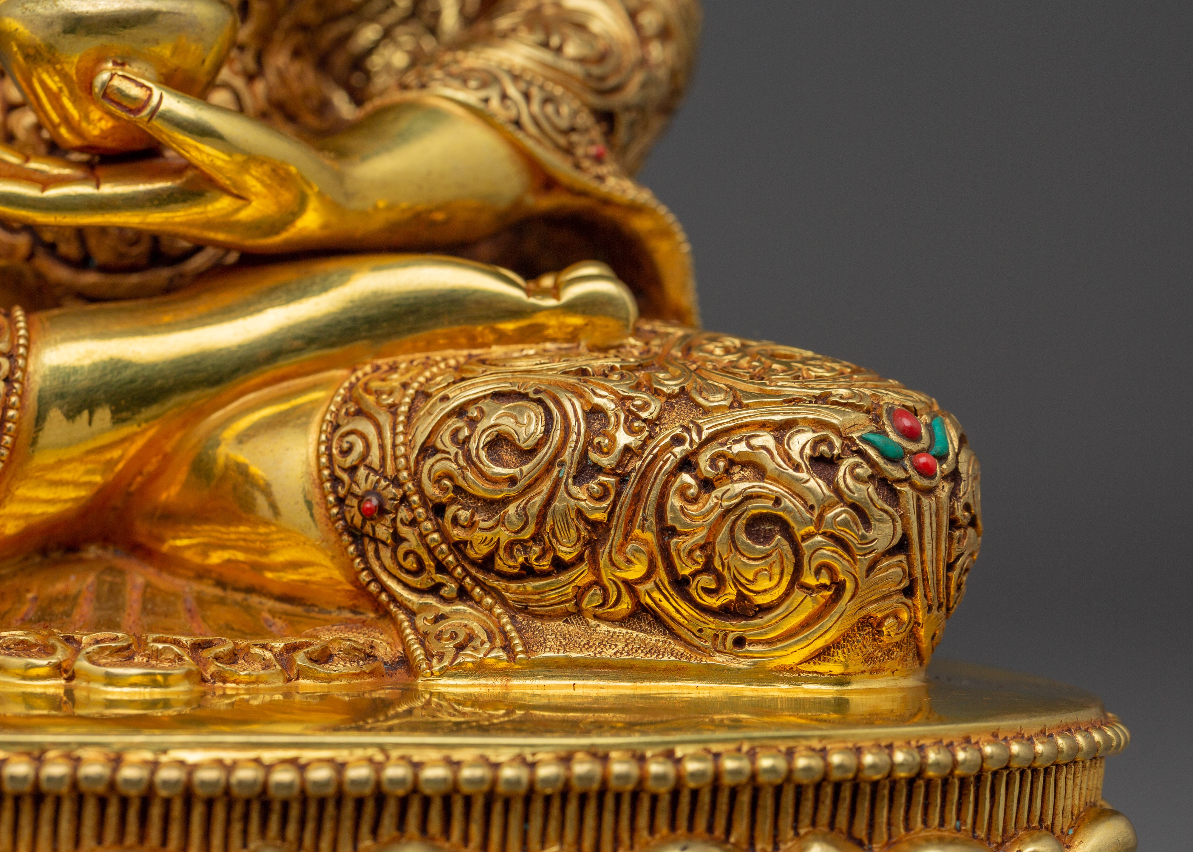 Shakyamuni Buddha Statue with Intricate Copper | Gold and Acrylic Paintings