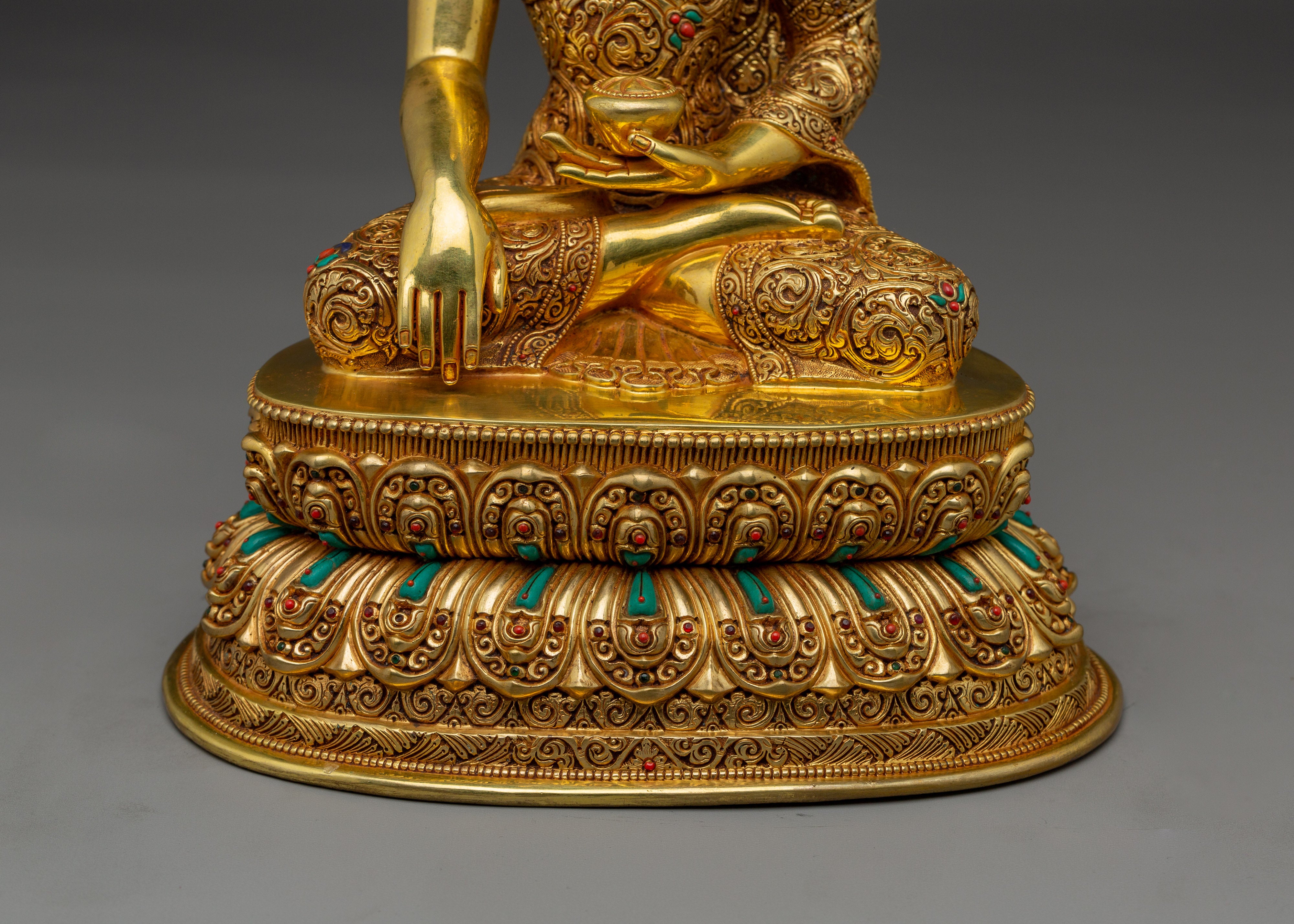 Shakyamuni Buddha Statue with Intricate Copper | Gold and Acrylic Paintings