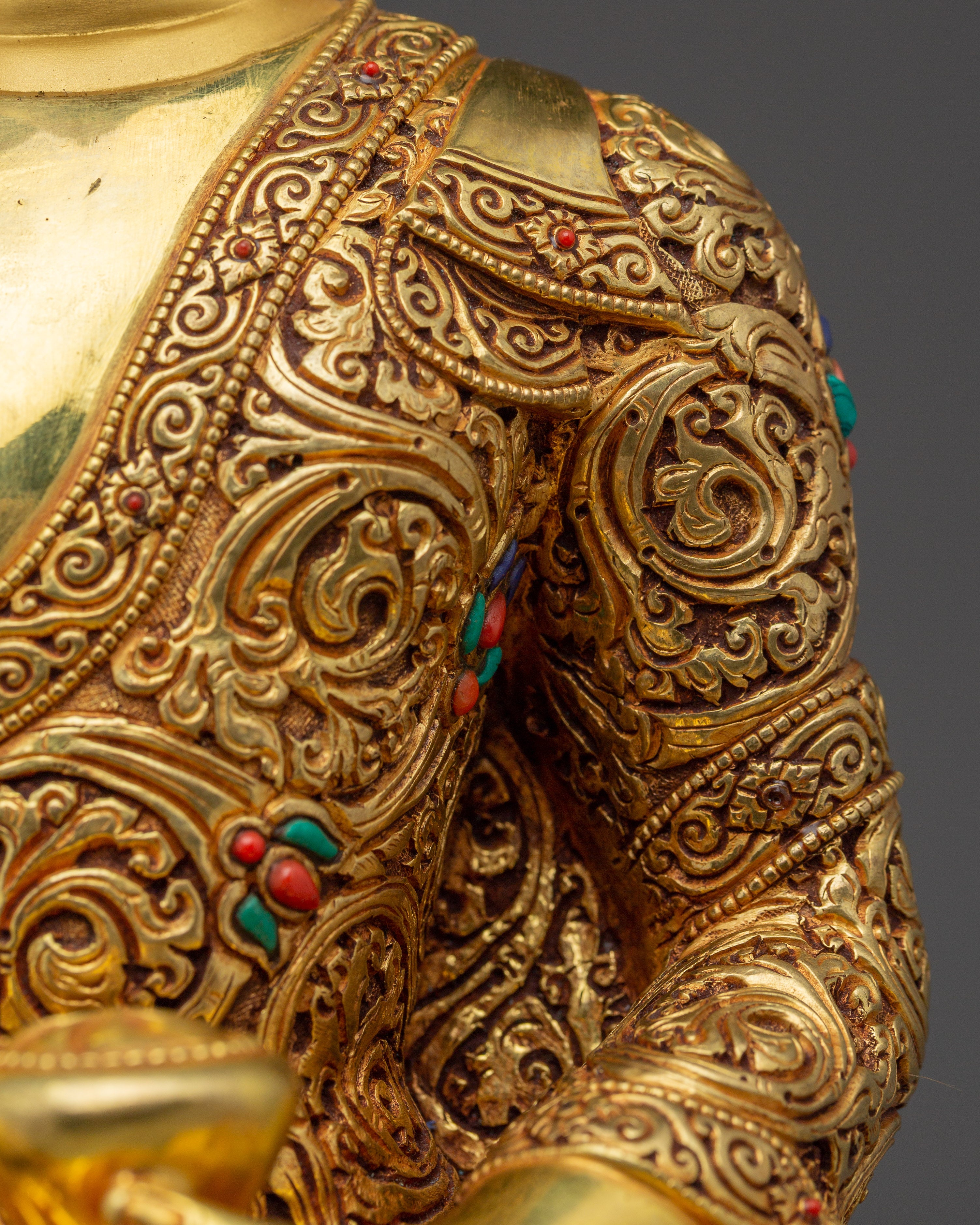 Shakyamuni Buddha Statue with Intricate Copper | Gold and Acrylic Paintings