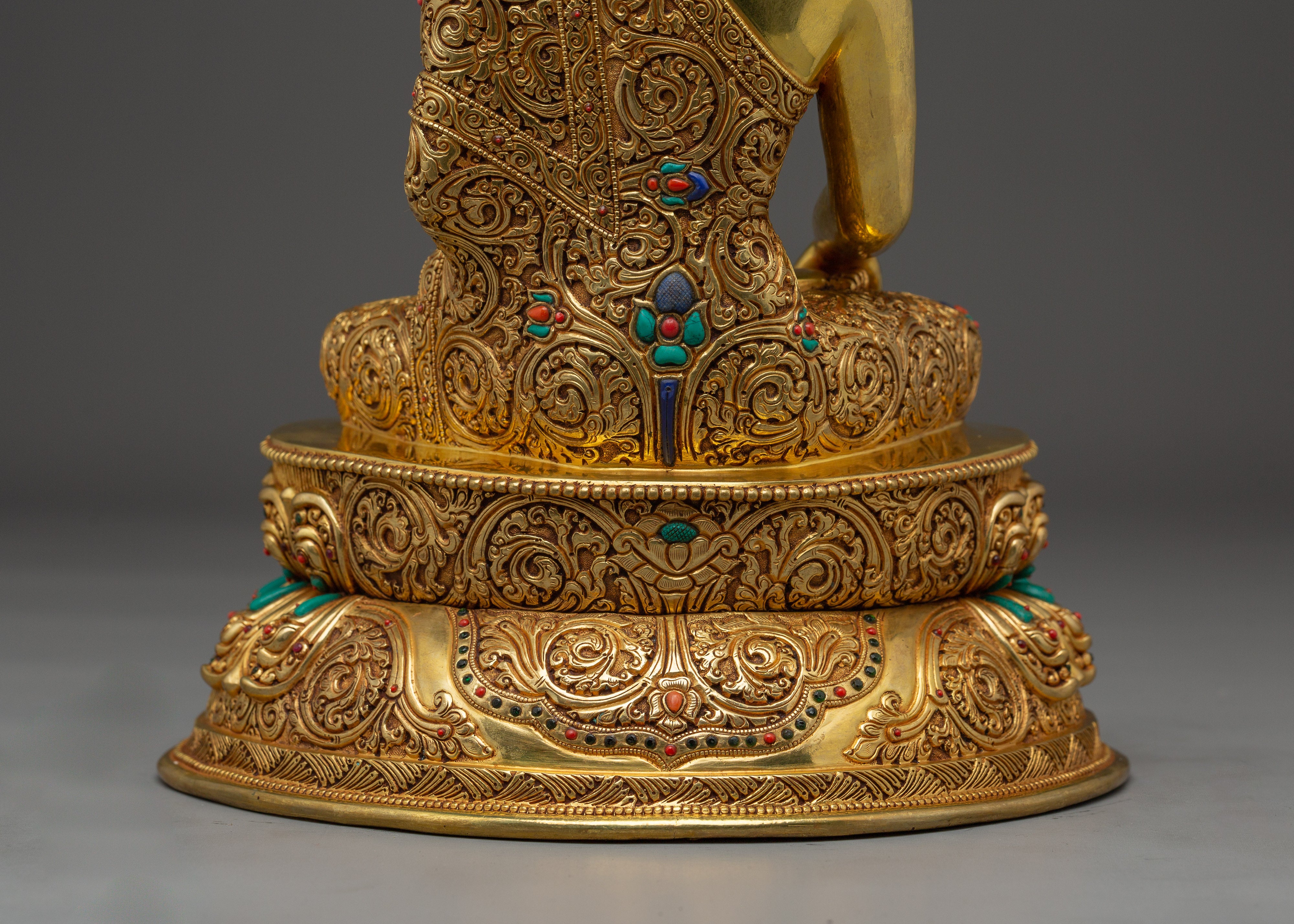 Shakyamuni Buddha Statue with Intricate Copper | Gold and Acrylic Paintings