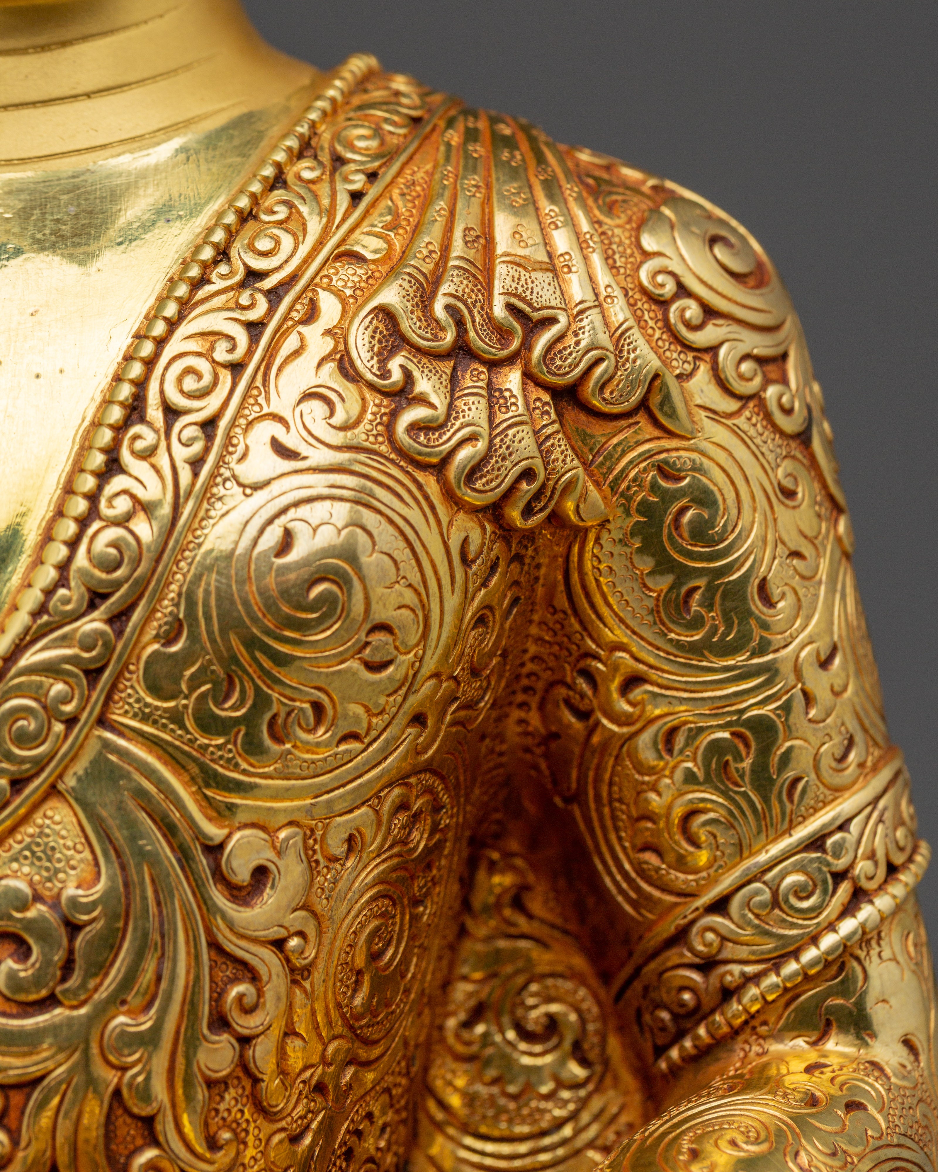 Shakyamuni Buddha Statue with Copper Details | Meditation and Shrine Decor
