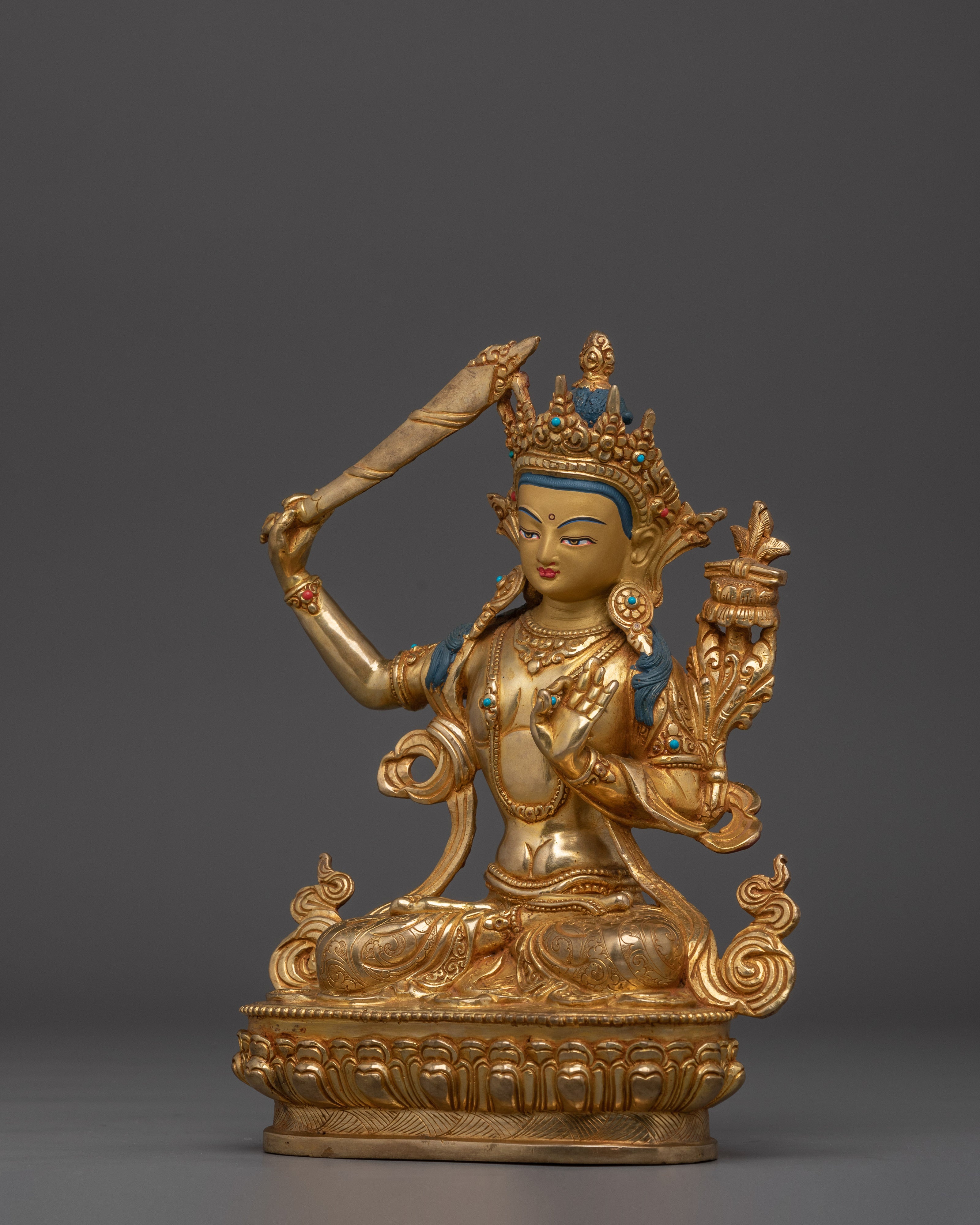 Wisdom Bodhisattva Manjushri with flaming Sword Statue for Decor
