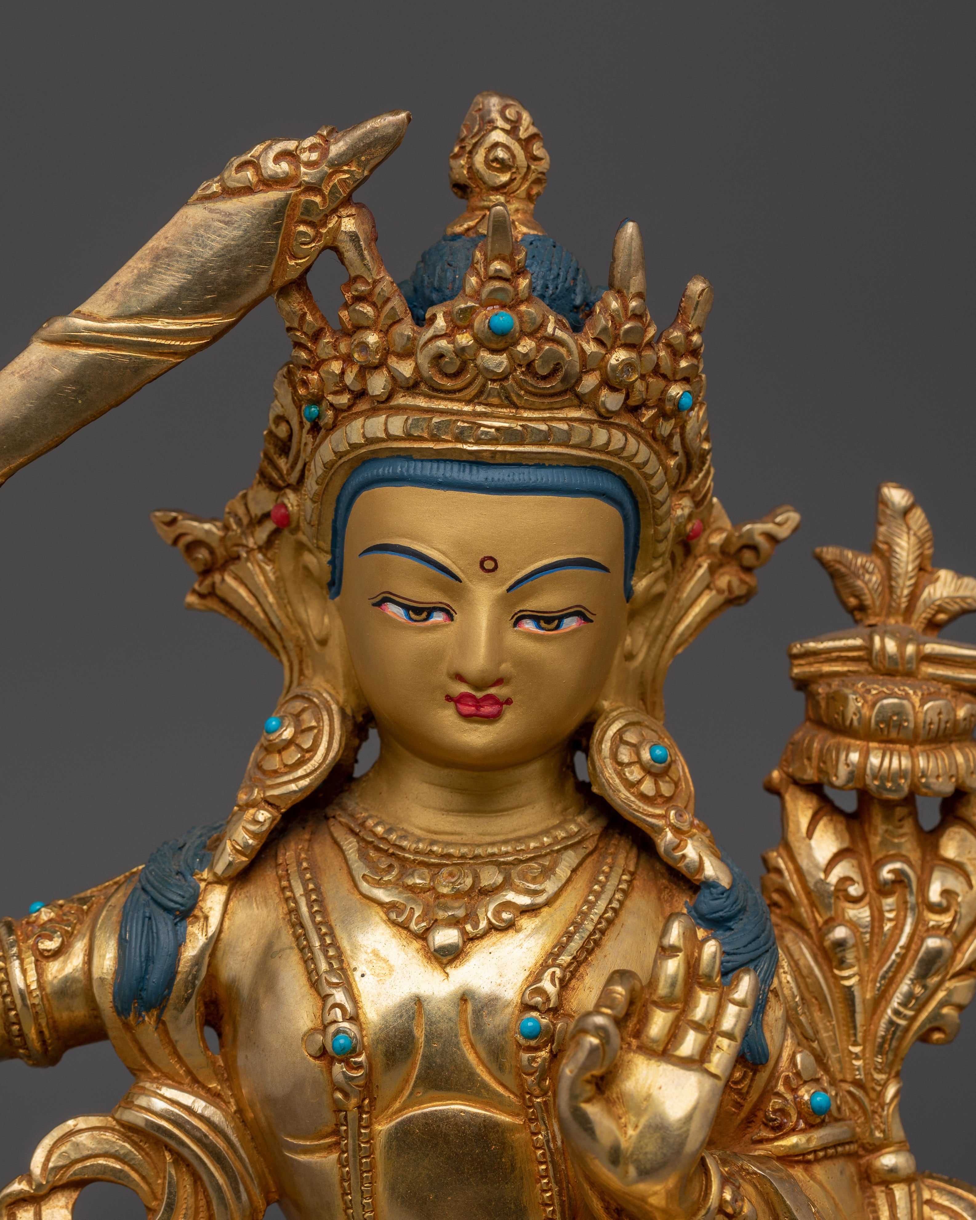 Wisdom Bodhisattva Manjushri with flaming Sword Statue for Decor