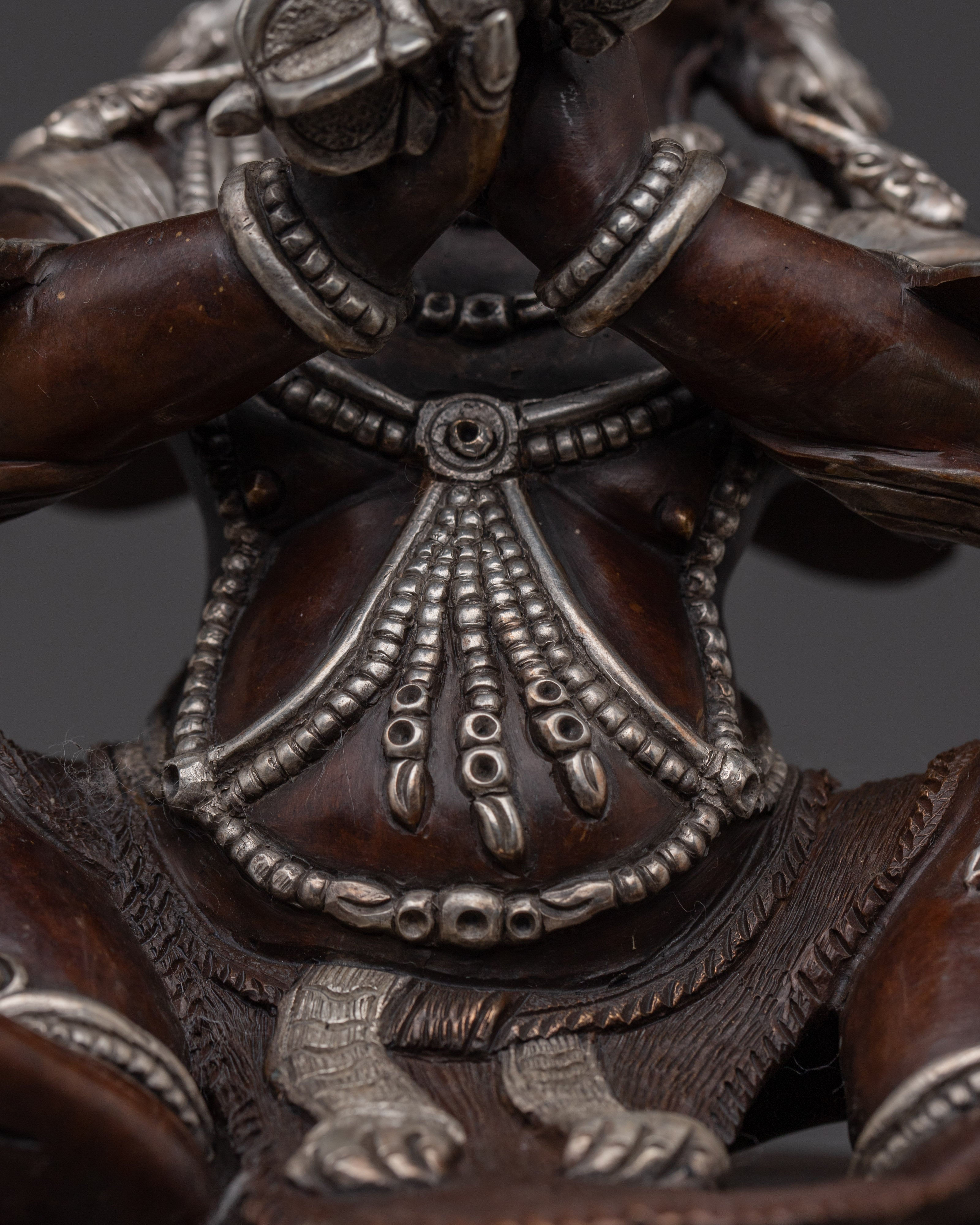 Oxidized Copper Body Vajradhaka Statue | Intricate Gold & Acrylic Paintings