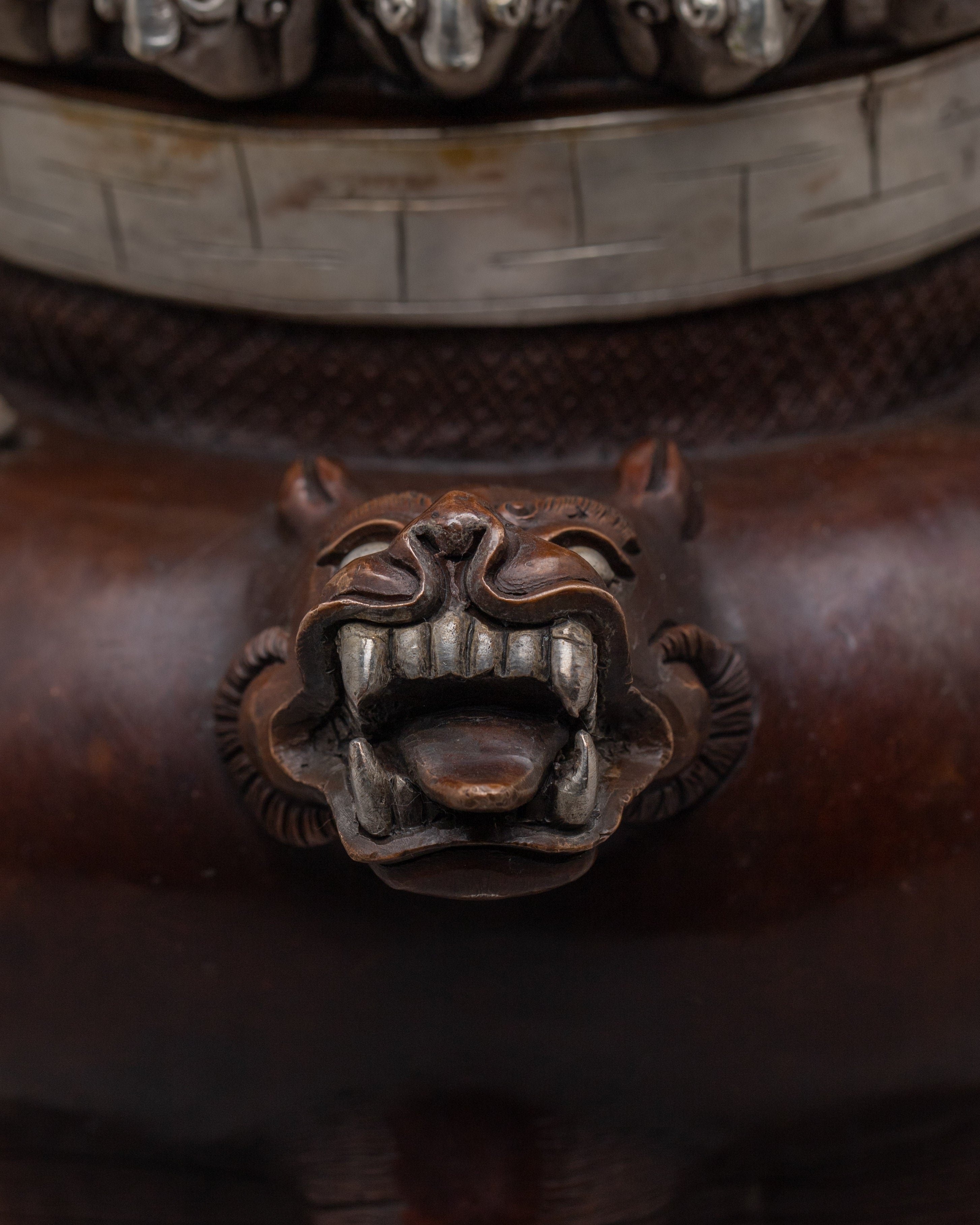 Oxidized Copper Body Vajradhaka Statue | Intricate Gold & Acrylic Paintings