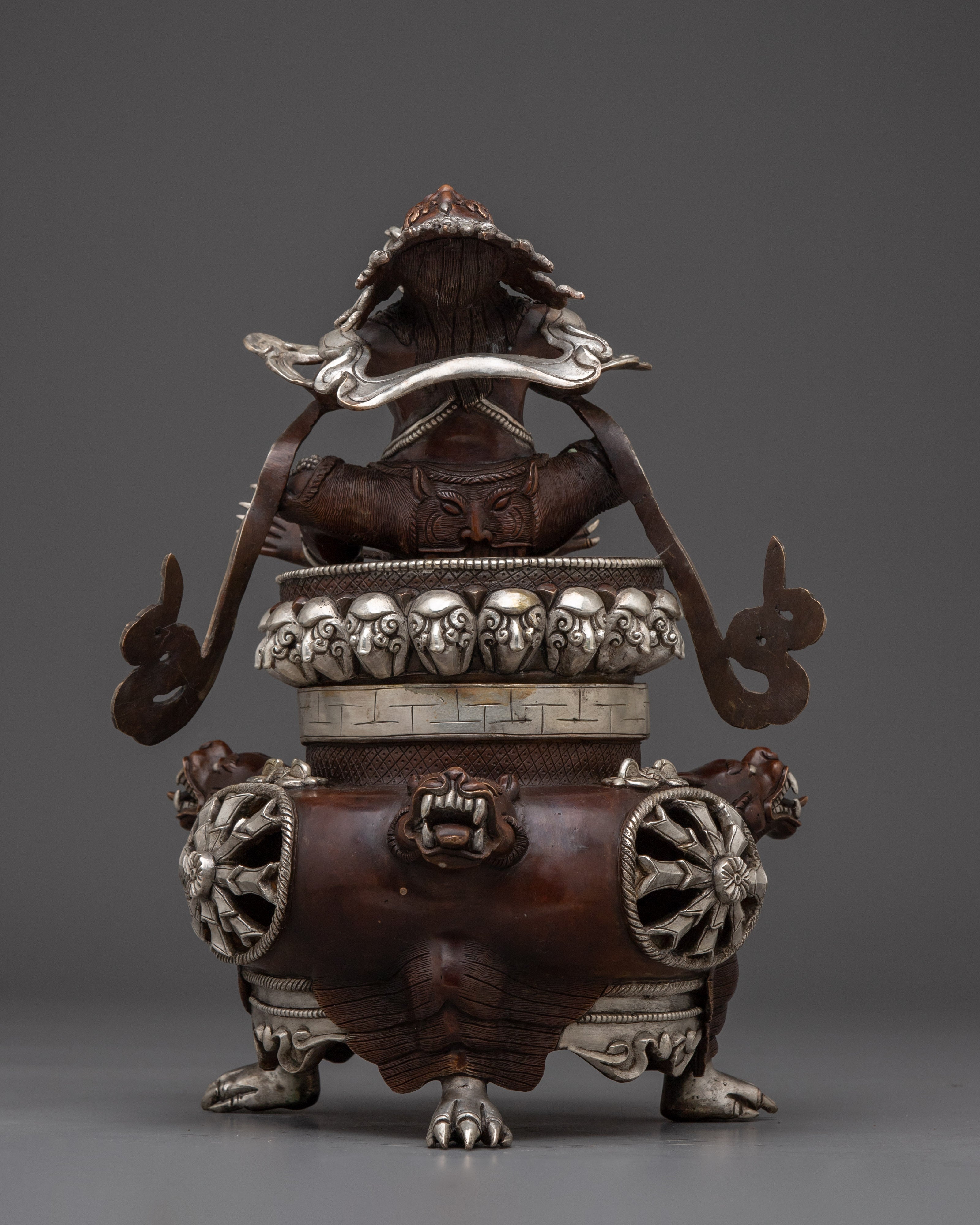 Oxidized Copper Body Vajradhaka Statue | Intricate Gold & Acrylic Paintings