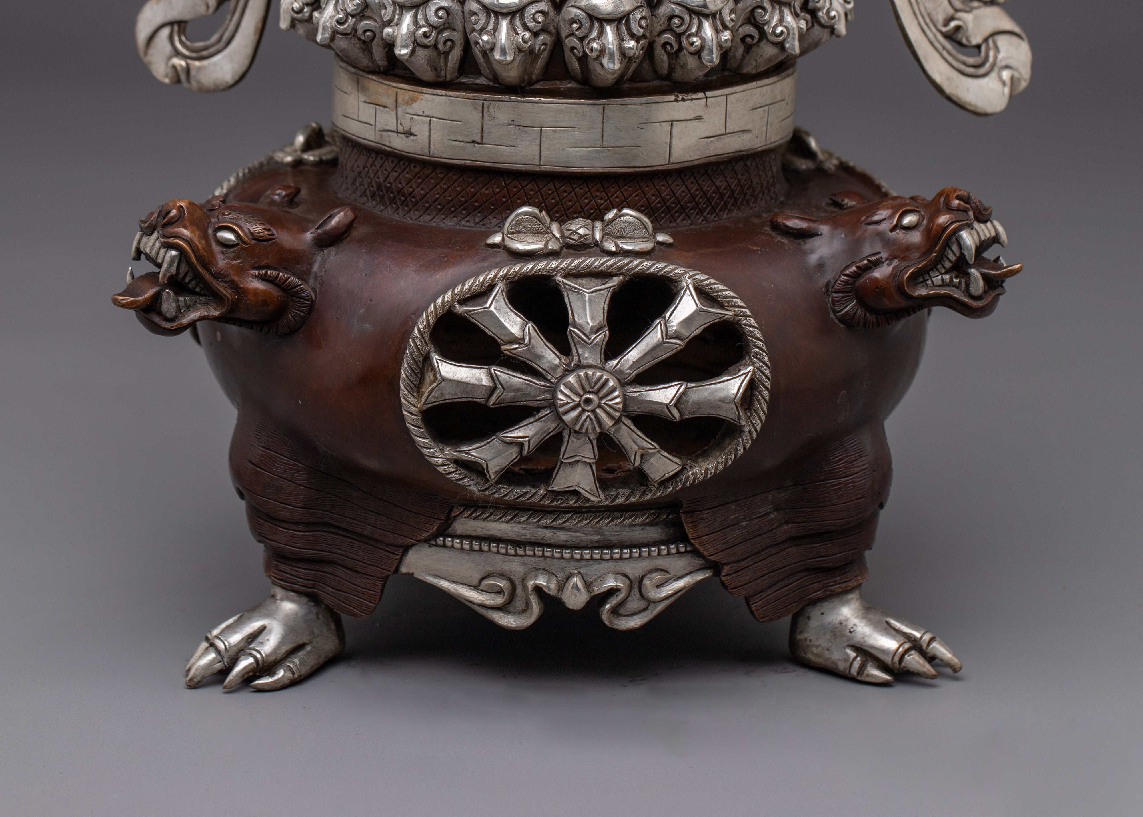 Oxidized Copper Body Vajradhaka Statue | Intricate Gold & Acrylic Paintings