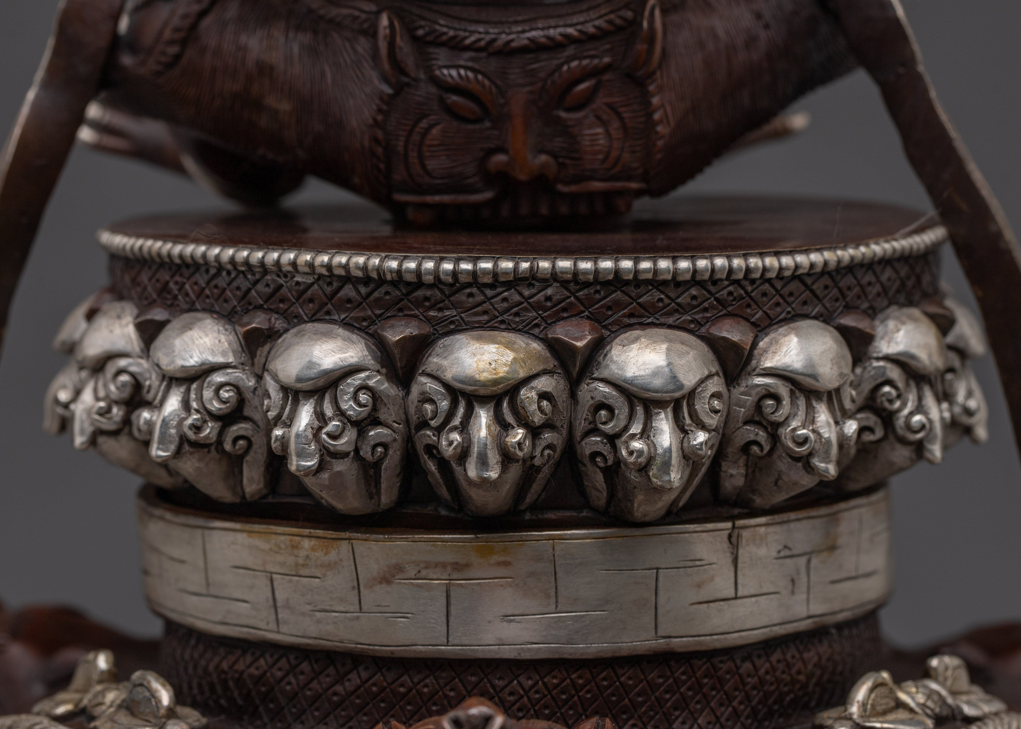 Oxidized Copper Body Vajradhaka Statue | Intricate Gold & Acrylic Paintings