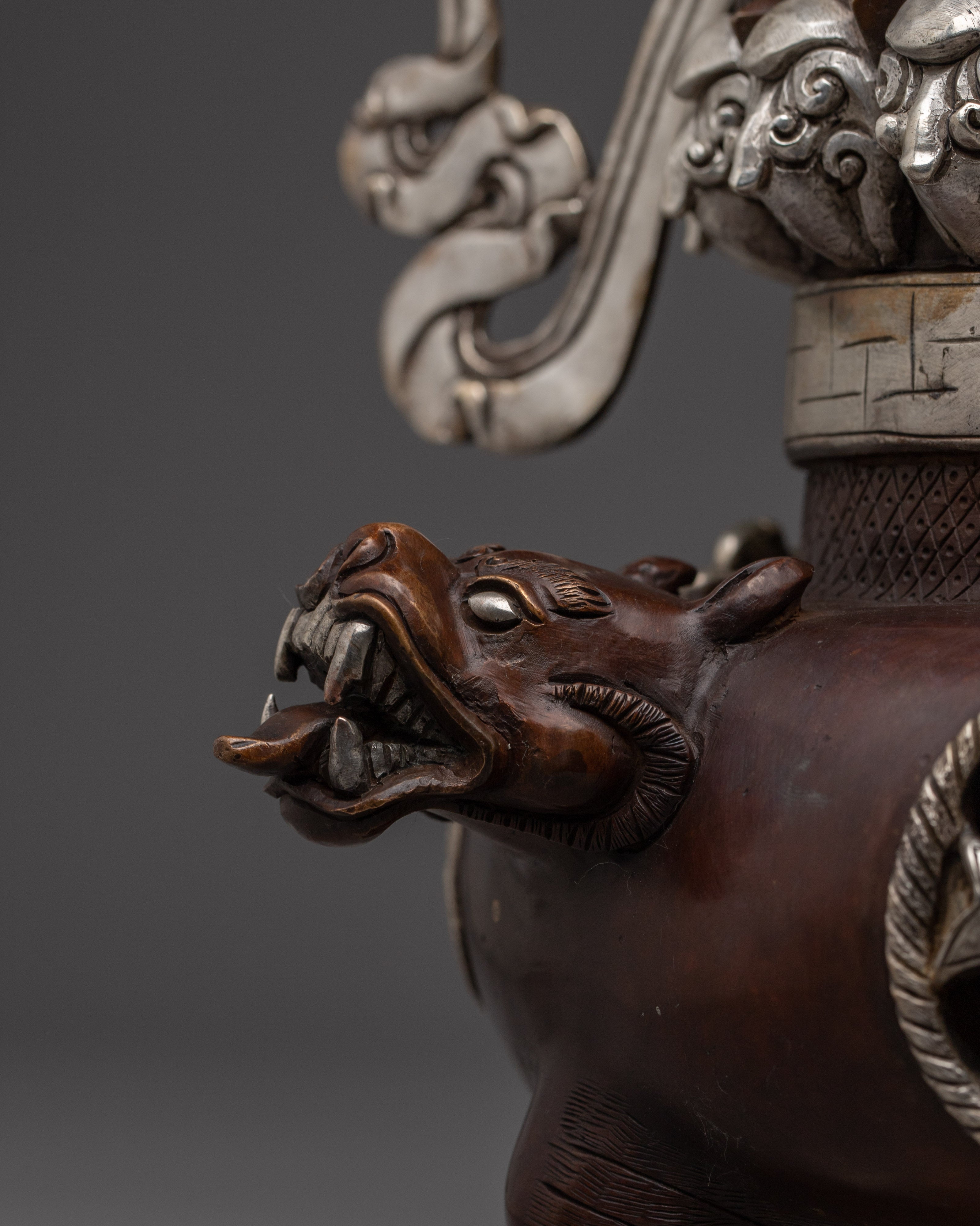 Oxidized Copper Body Vajradhaka Statue | Intricate Gold & Acrylic Paintings