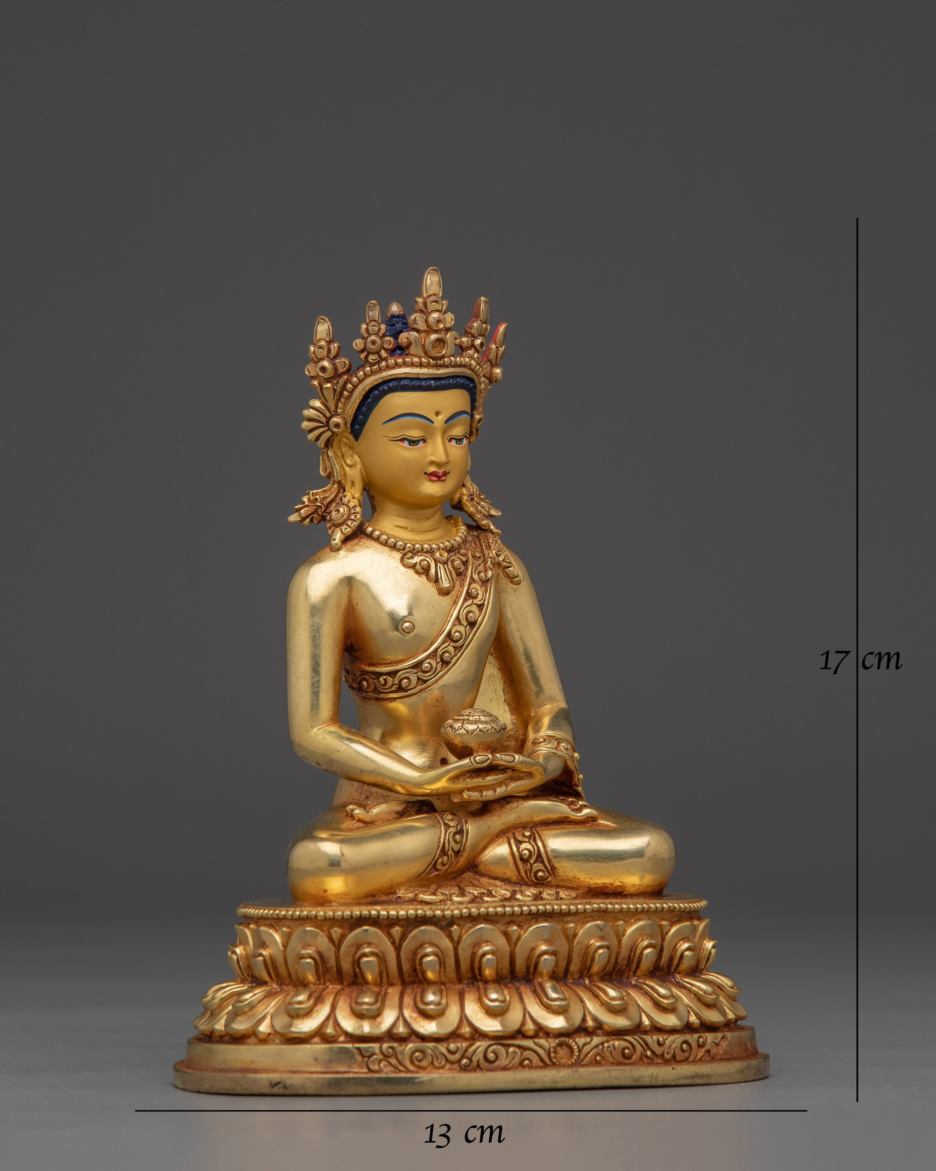 Serene Amitabha Buddha Golden Copper Figurine