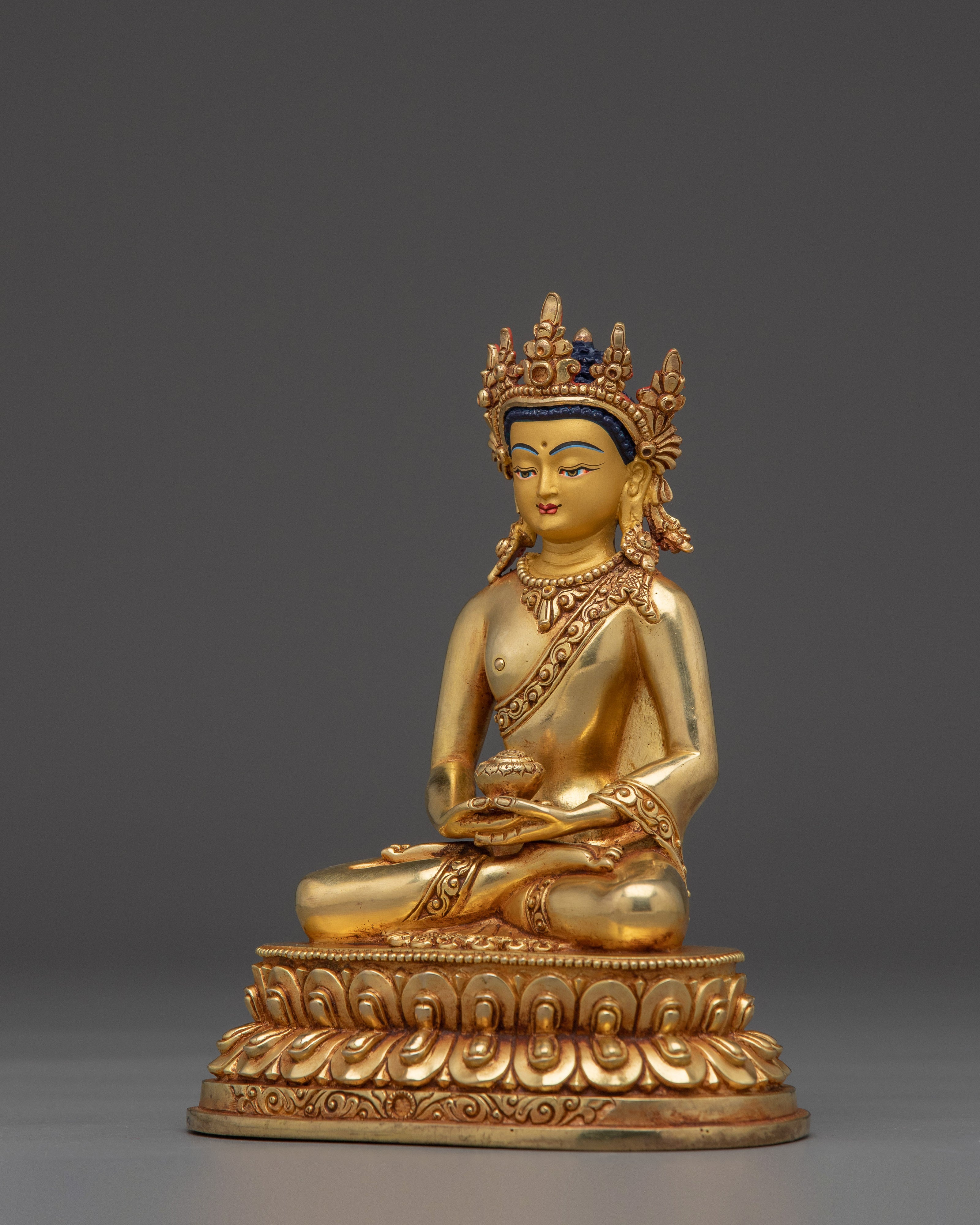 Serene Amitabha Buddha Golden Copper Figurine | Ruler of the Pure Land