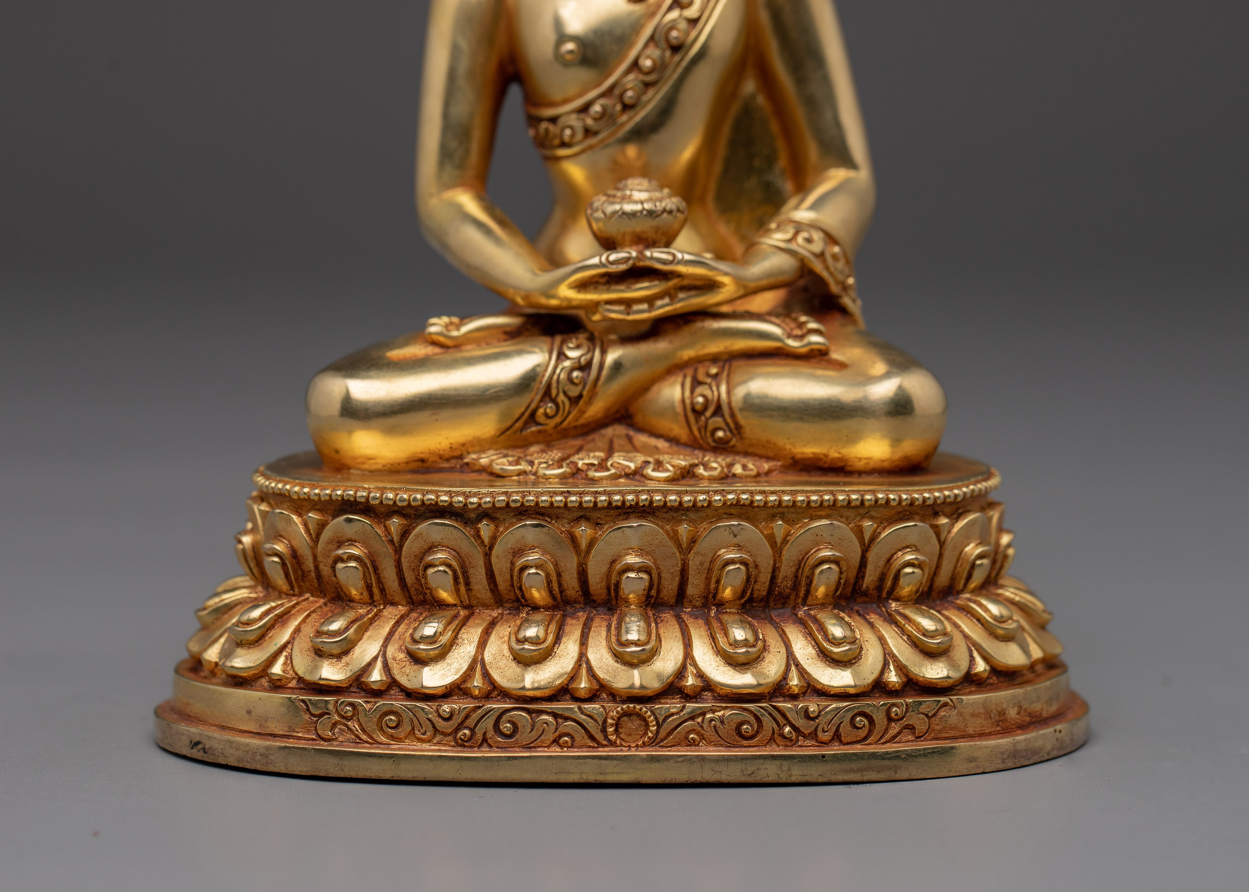 Serene Amitabha Buddha Golden Copper Figurine | Ruler of the Pure Land