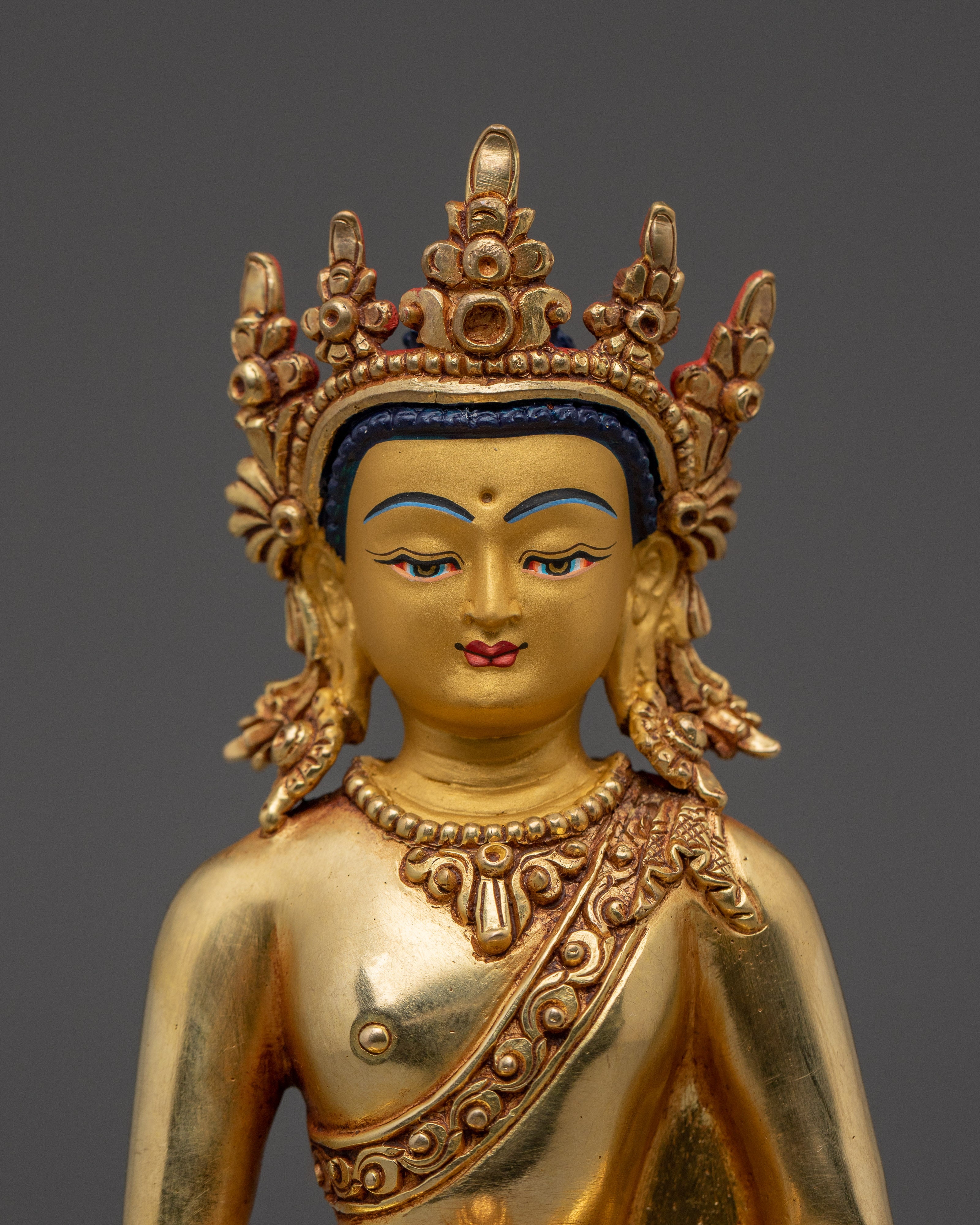 Serene Amitabha Buddha Golden Copper Figurine | Ruler of the Pure Land