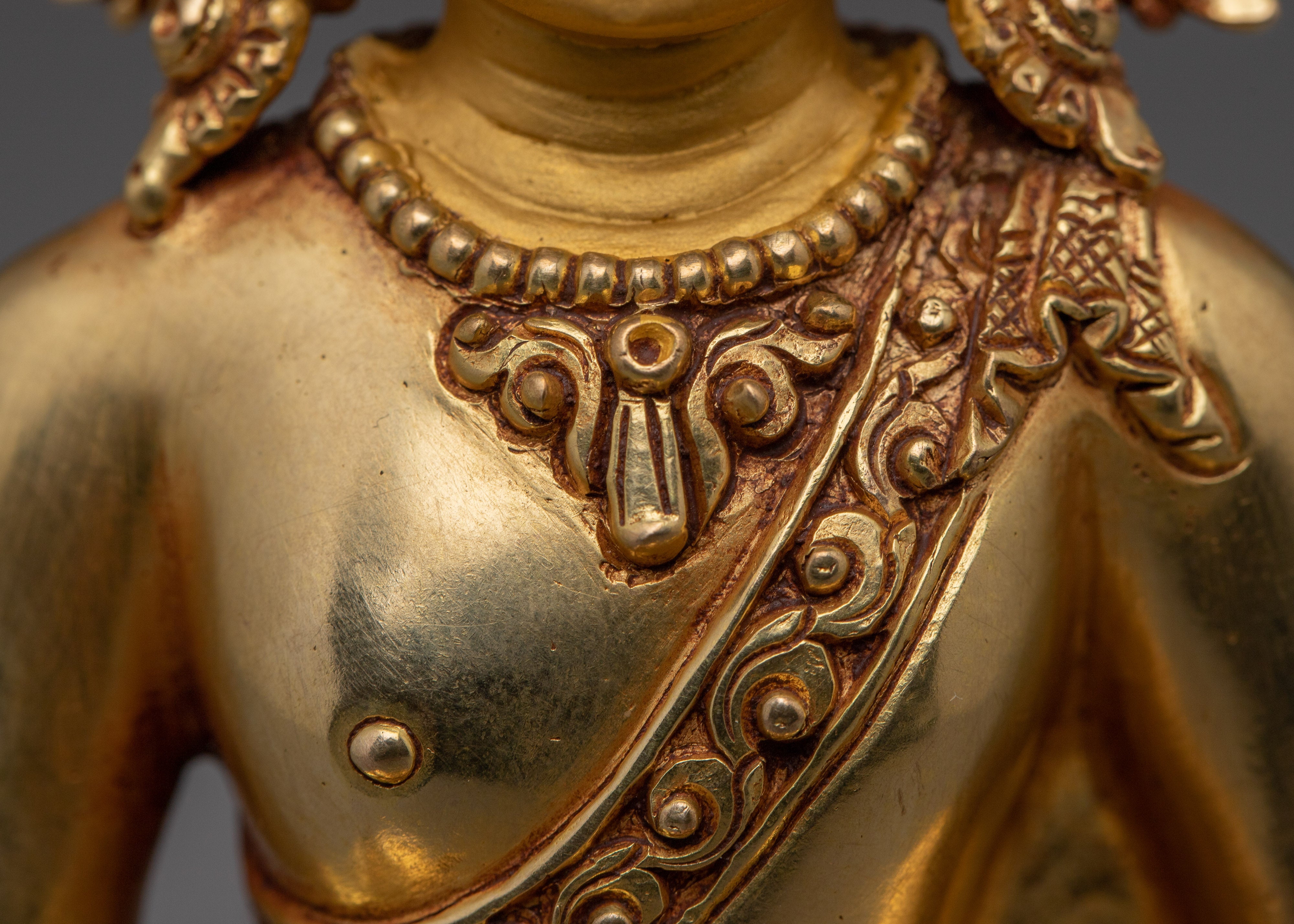 Serene Amitabha Buddha Golden Copper Figurine | Ruler of the Pure Land